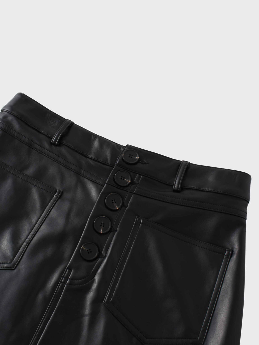 Front Pocket Straight Faux Leather Skirt-Black