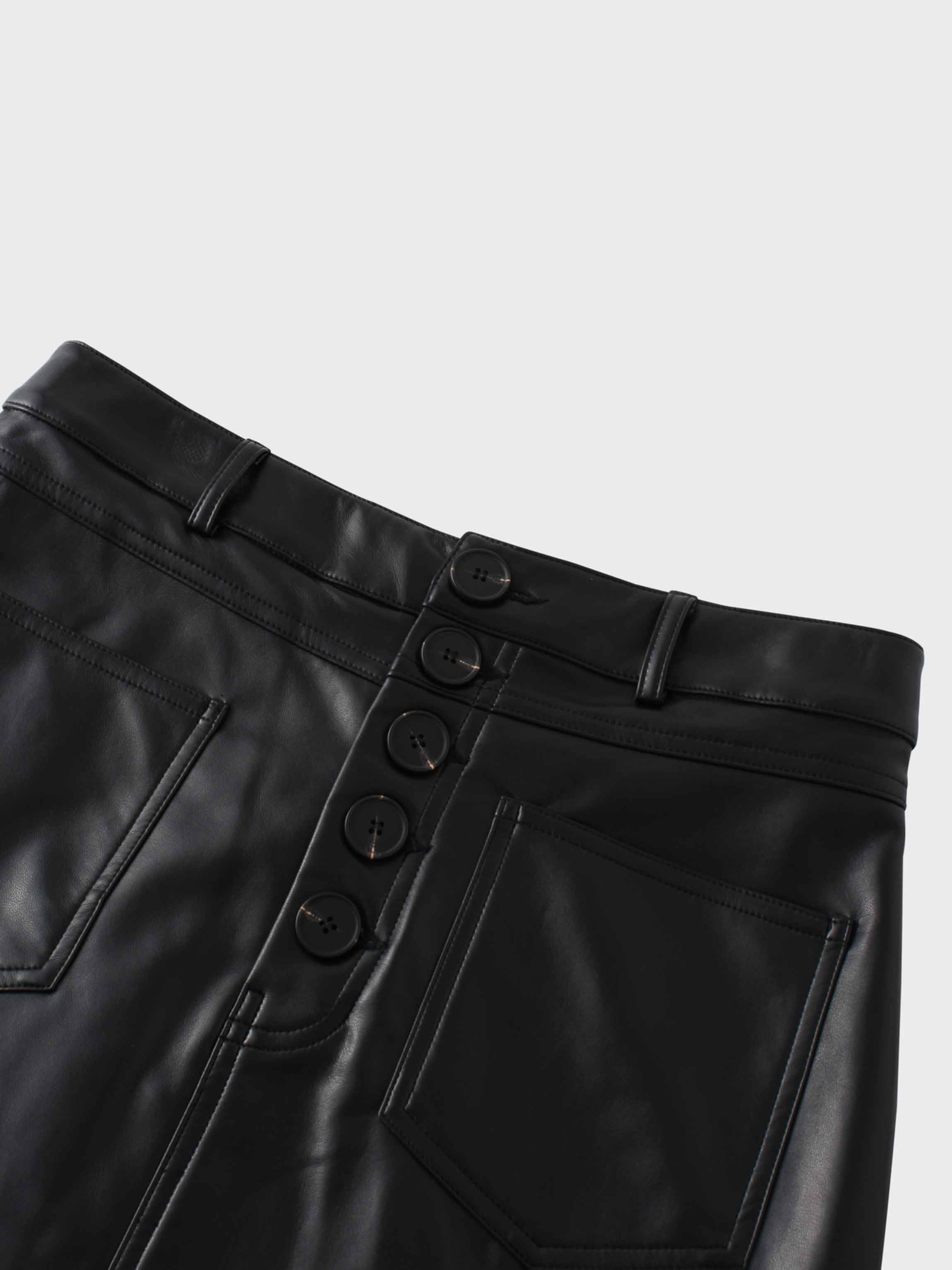Front Pocket Straight Faux Leather Skirt-Black
