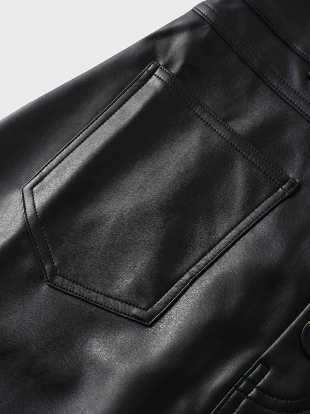 Front Pocket Straight Faux Leather Skirt-Black