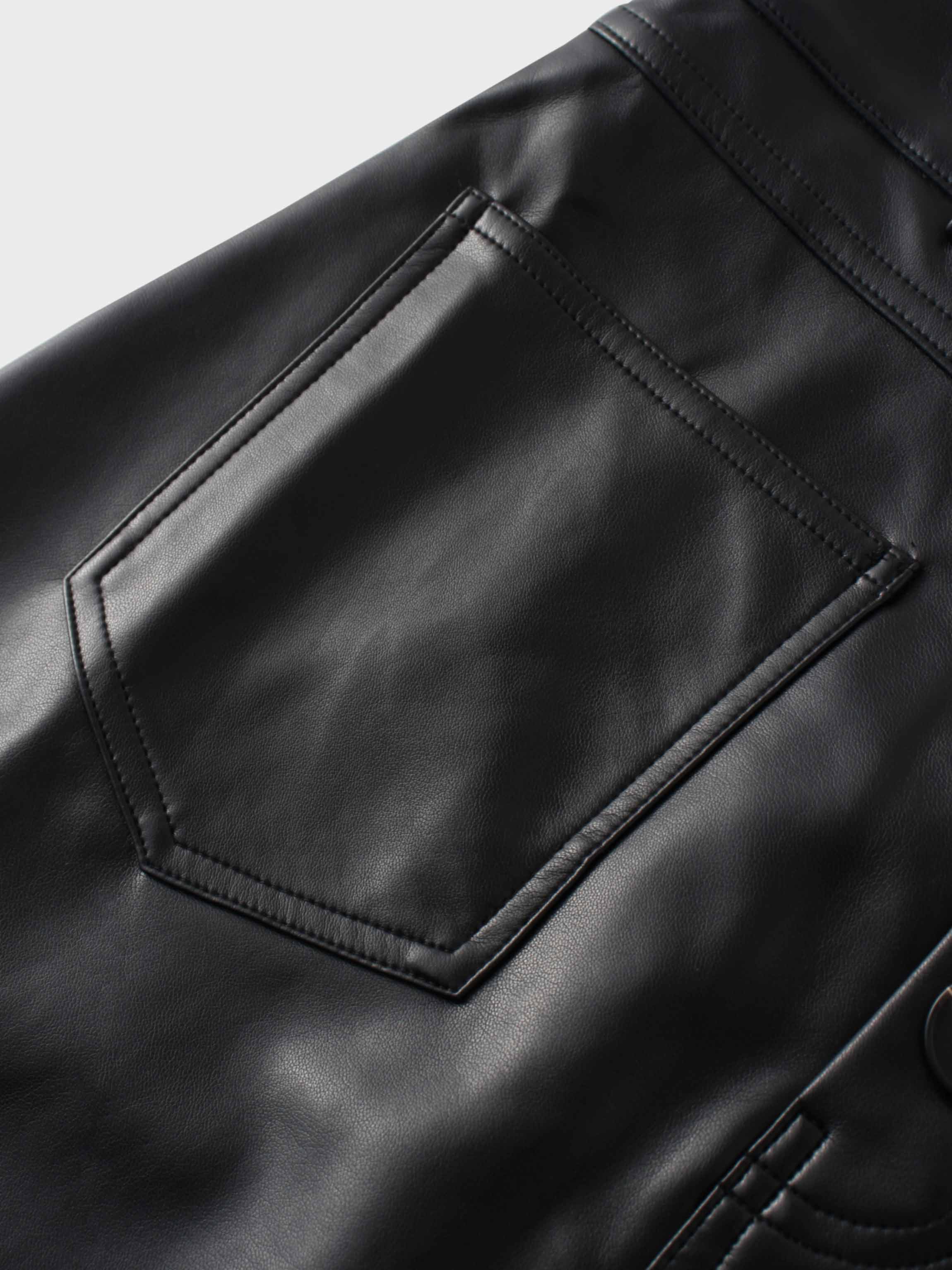 Front Pocket Straight Faux Leather Skirt-Black