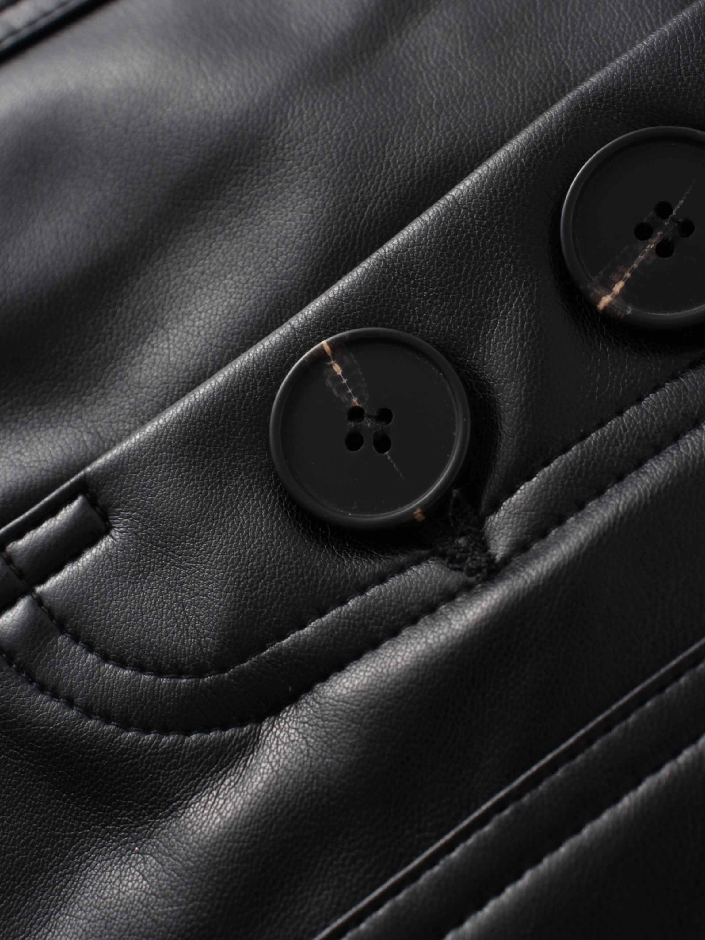 Front Pocket Straight Faux Leather Skirt-Black