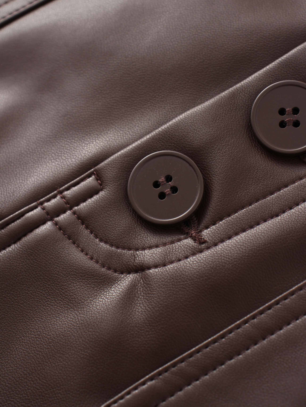 Front Pocket Straight Faux Leather Skirt-Brown