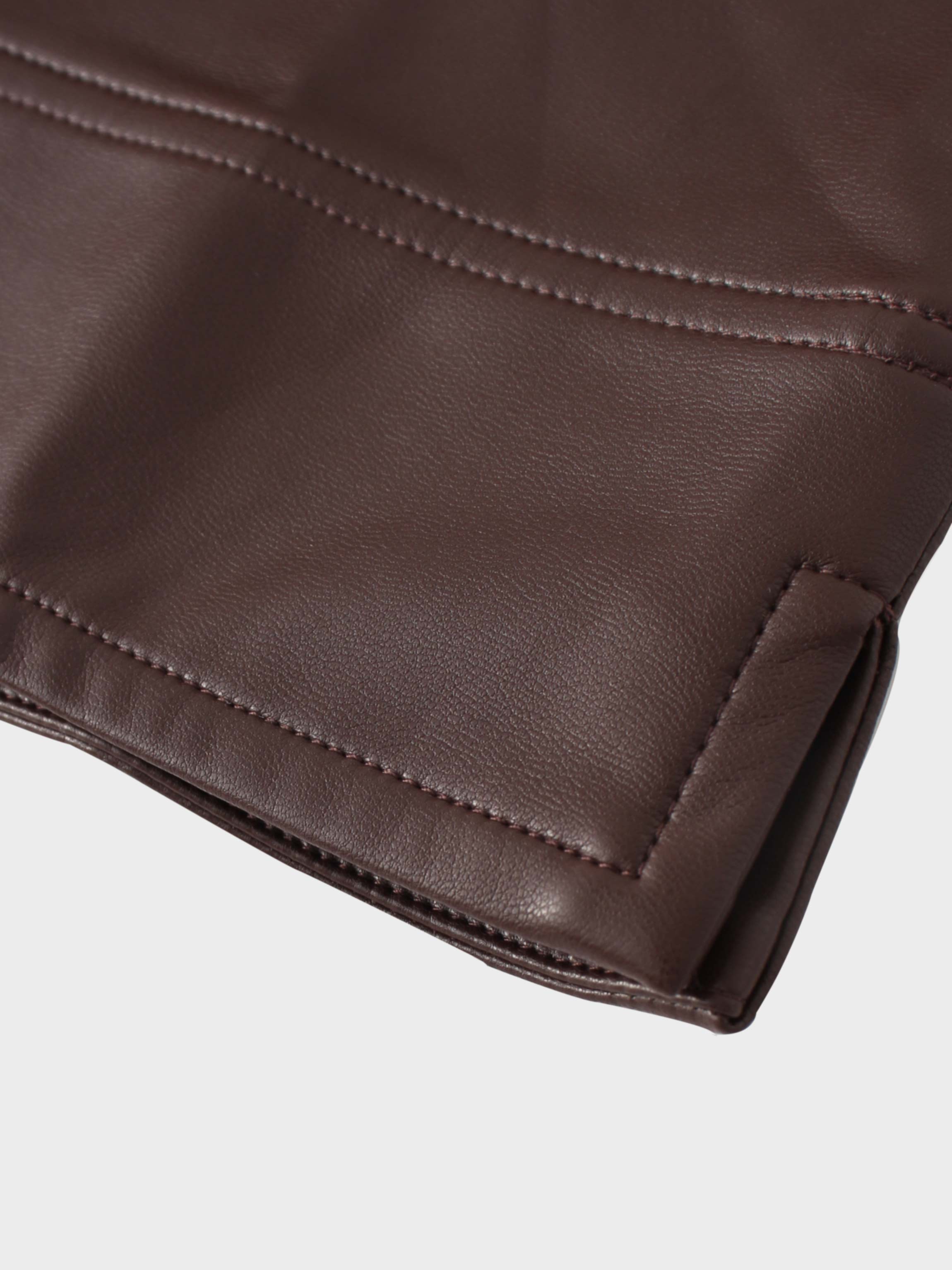 Front Pocket Straight Faux Leather Skirt-Brown