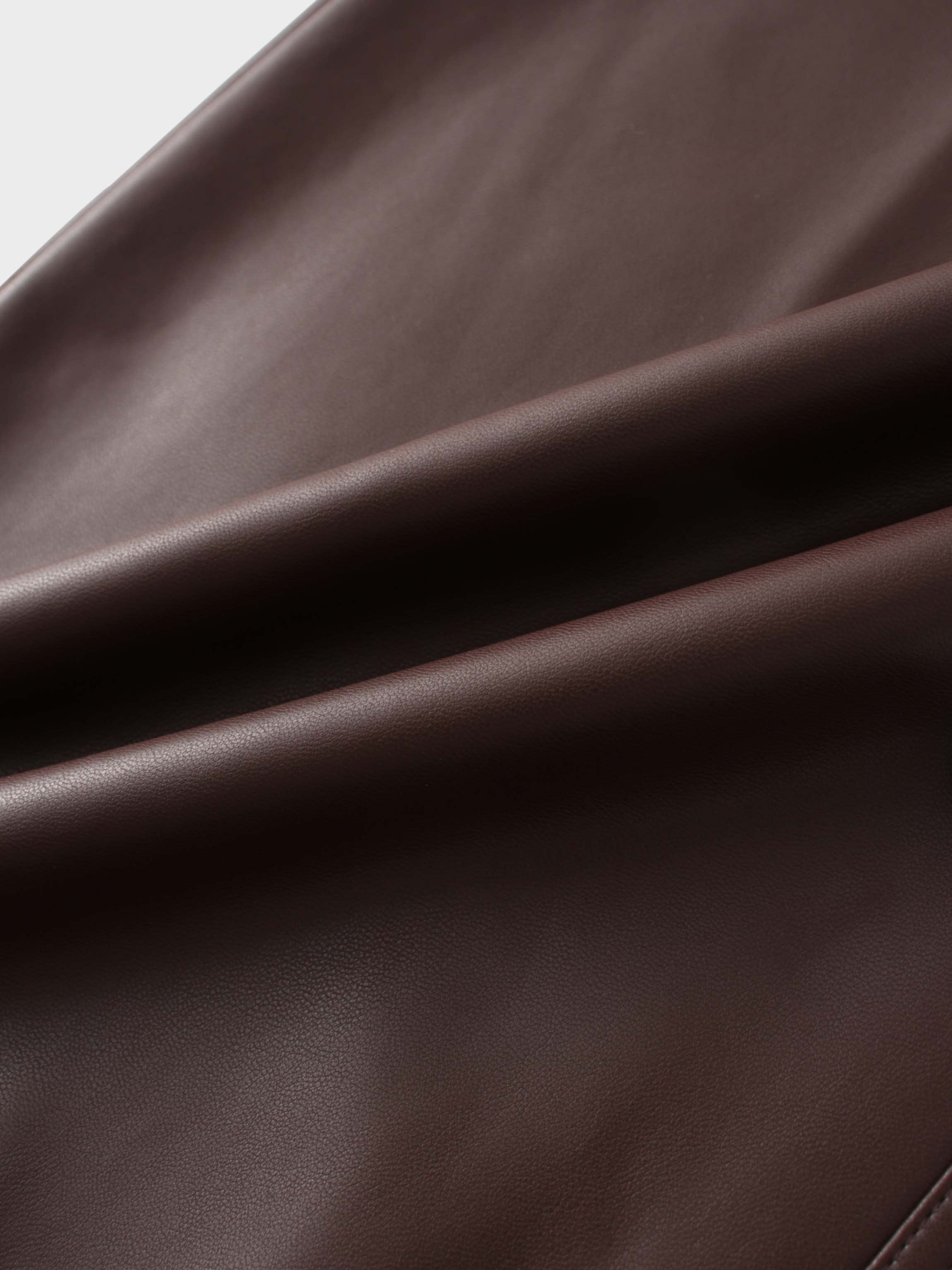 Front Pocket Straight Faux Leather Skirt-Brown