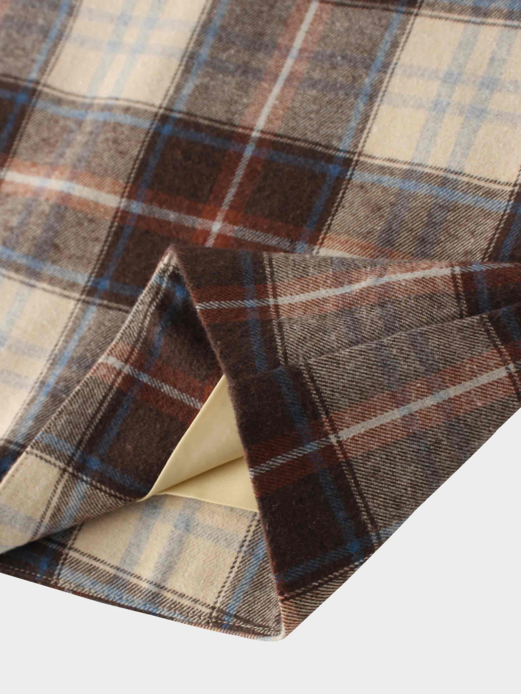 Plaid Button Down A-Line Skirt-Ivory/Tan/Brown