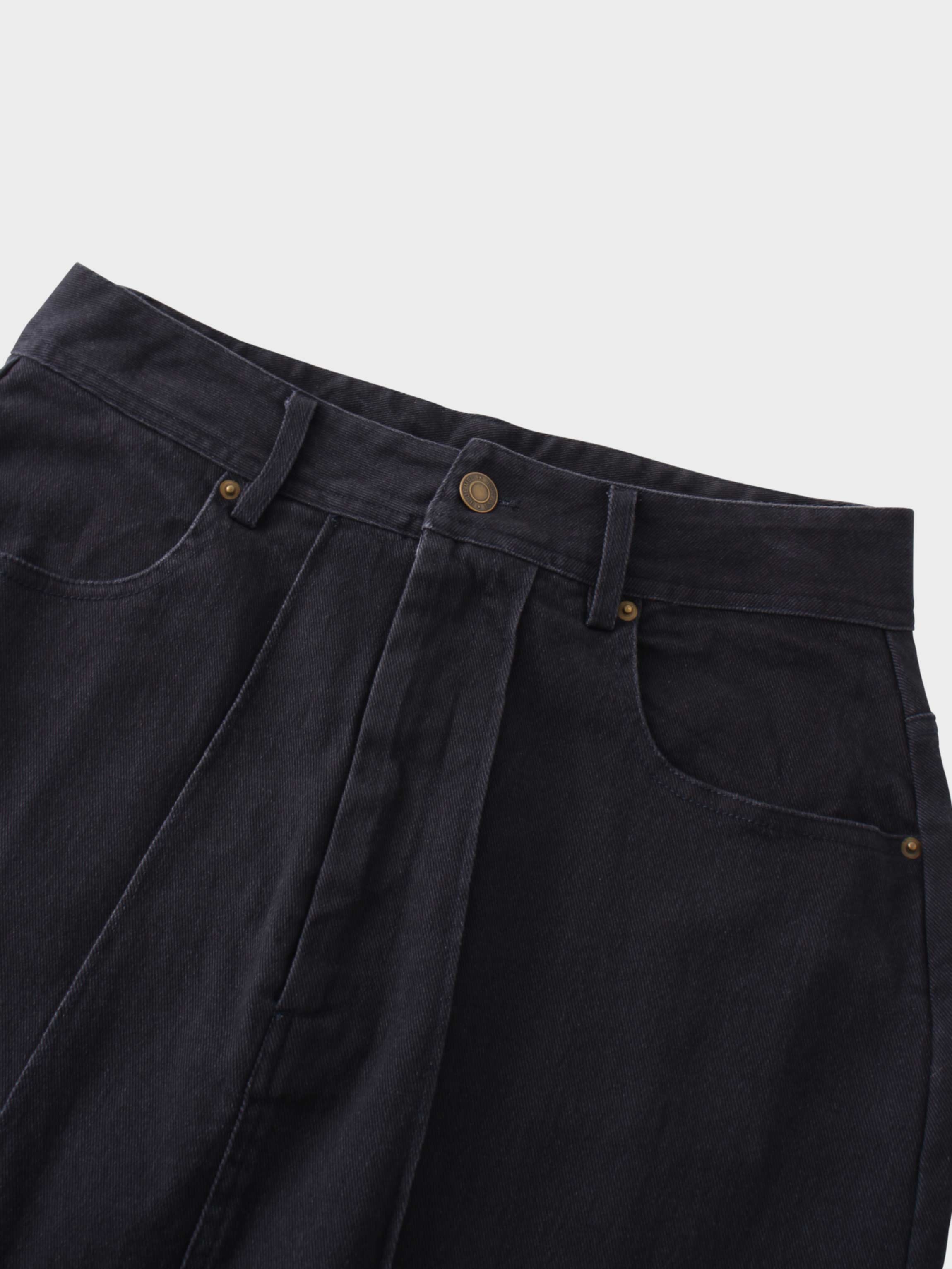 Side Seamed Twill Skirt-Navy