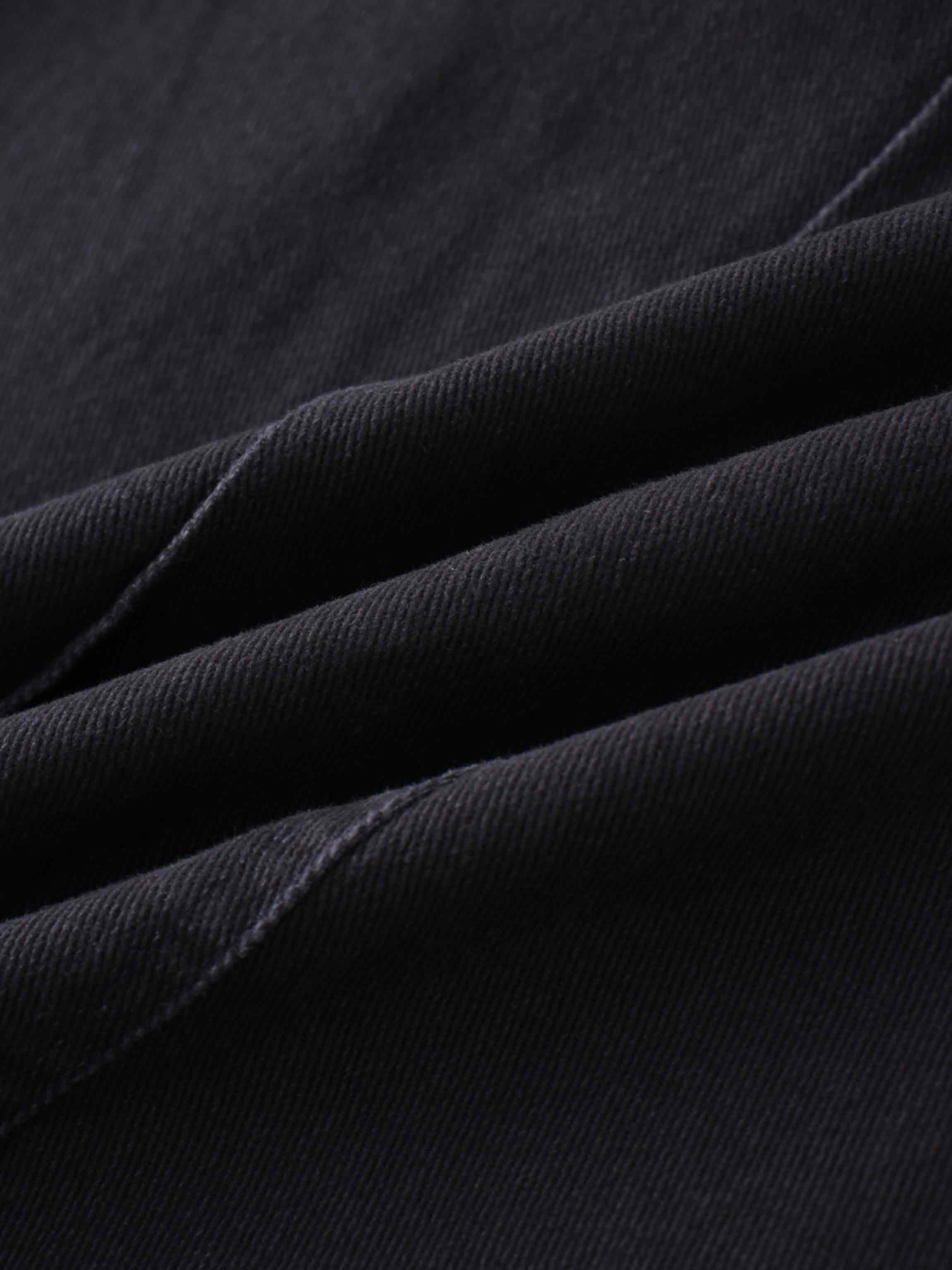 Side Seamed Twill Skirt-Black