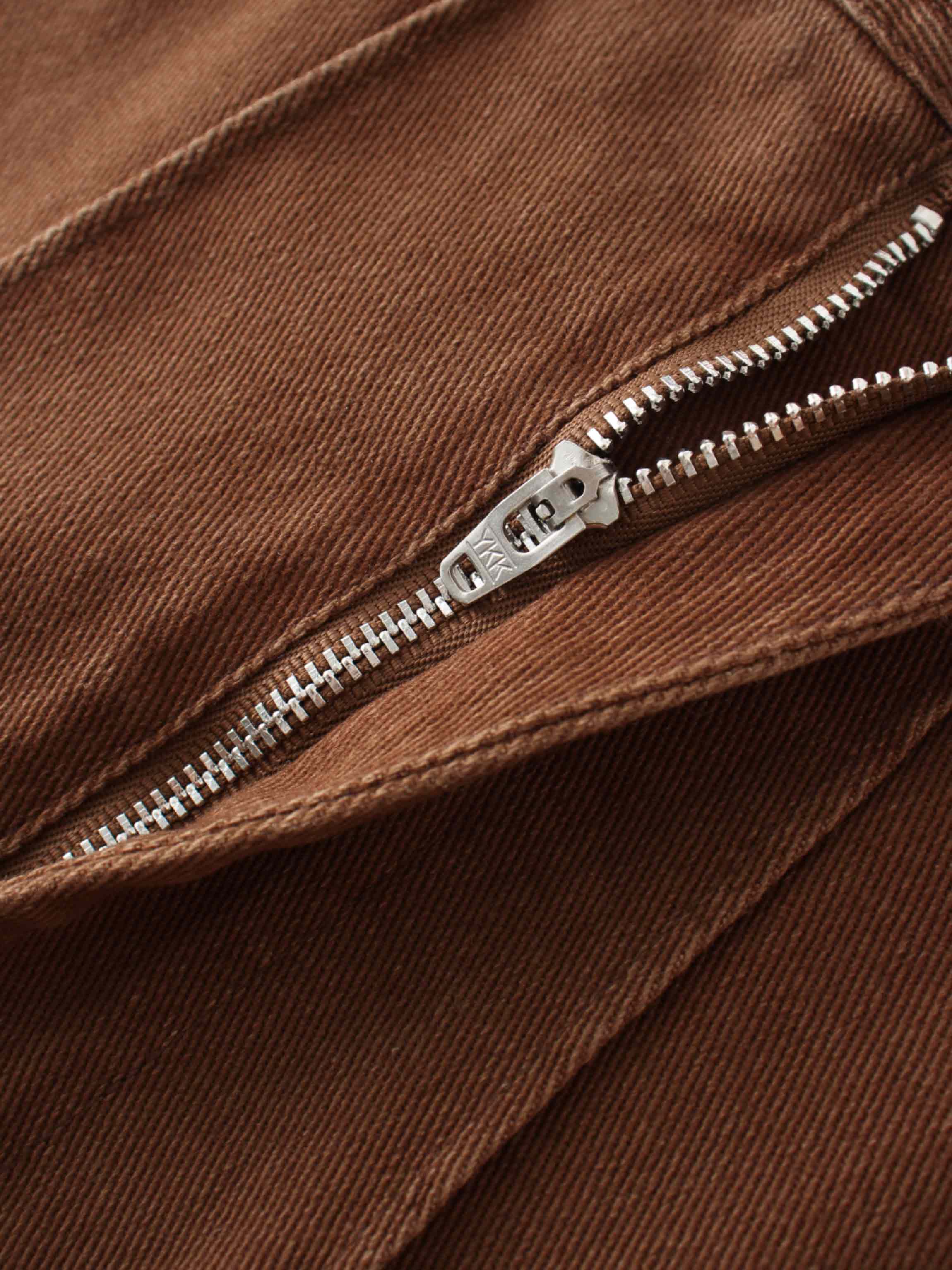 Side Seamed Twill Skirt-Brown