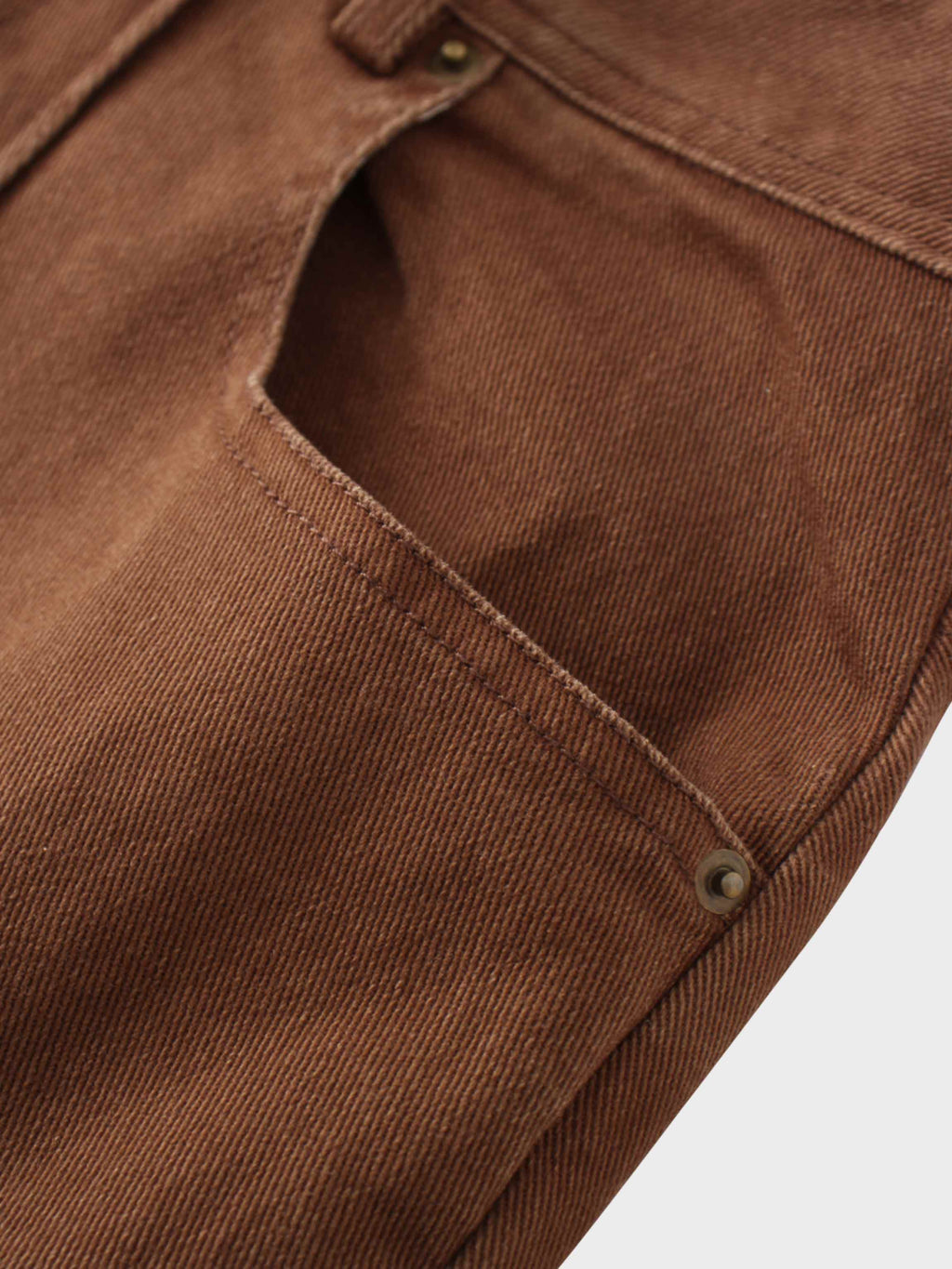 Side Seamed Twill Skirt-Brown