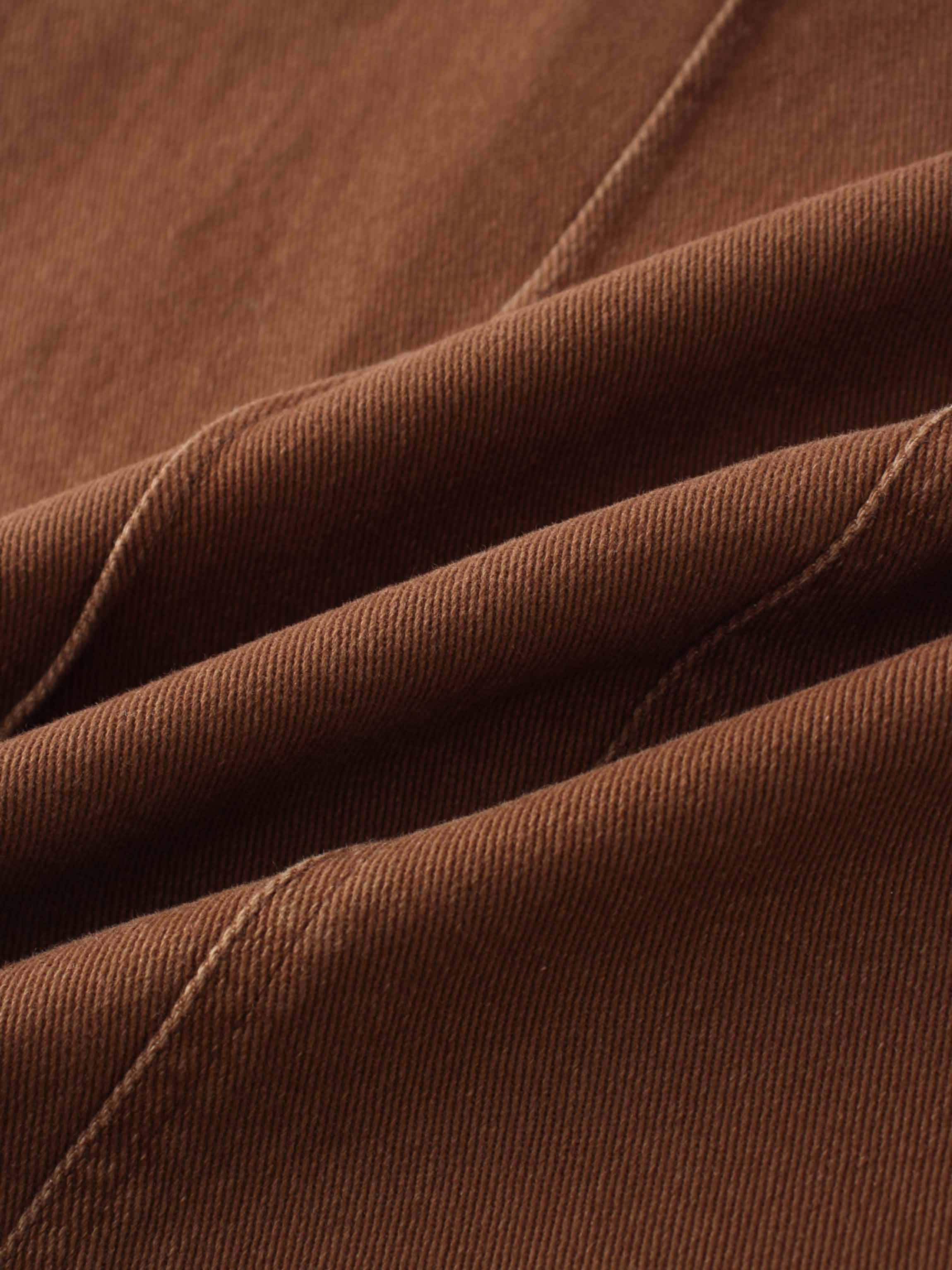 Side Seamed Twill Skirt-Brown