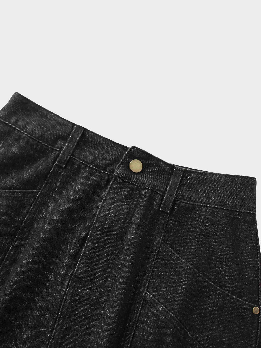 Front Seam Detail Denim Skirt-Black Wash