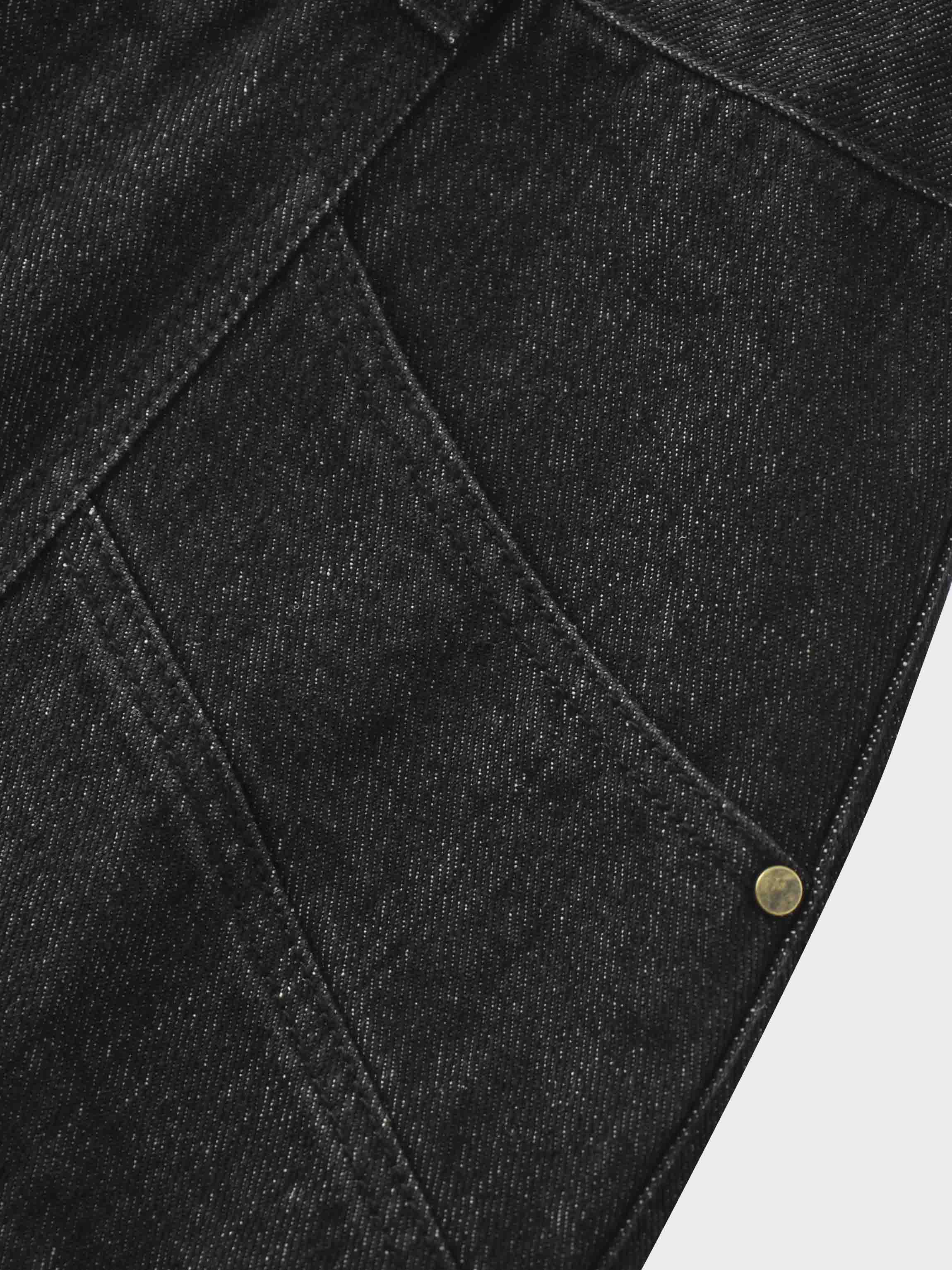 Front Seam Detail Denim Skirt-Black Wash