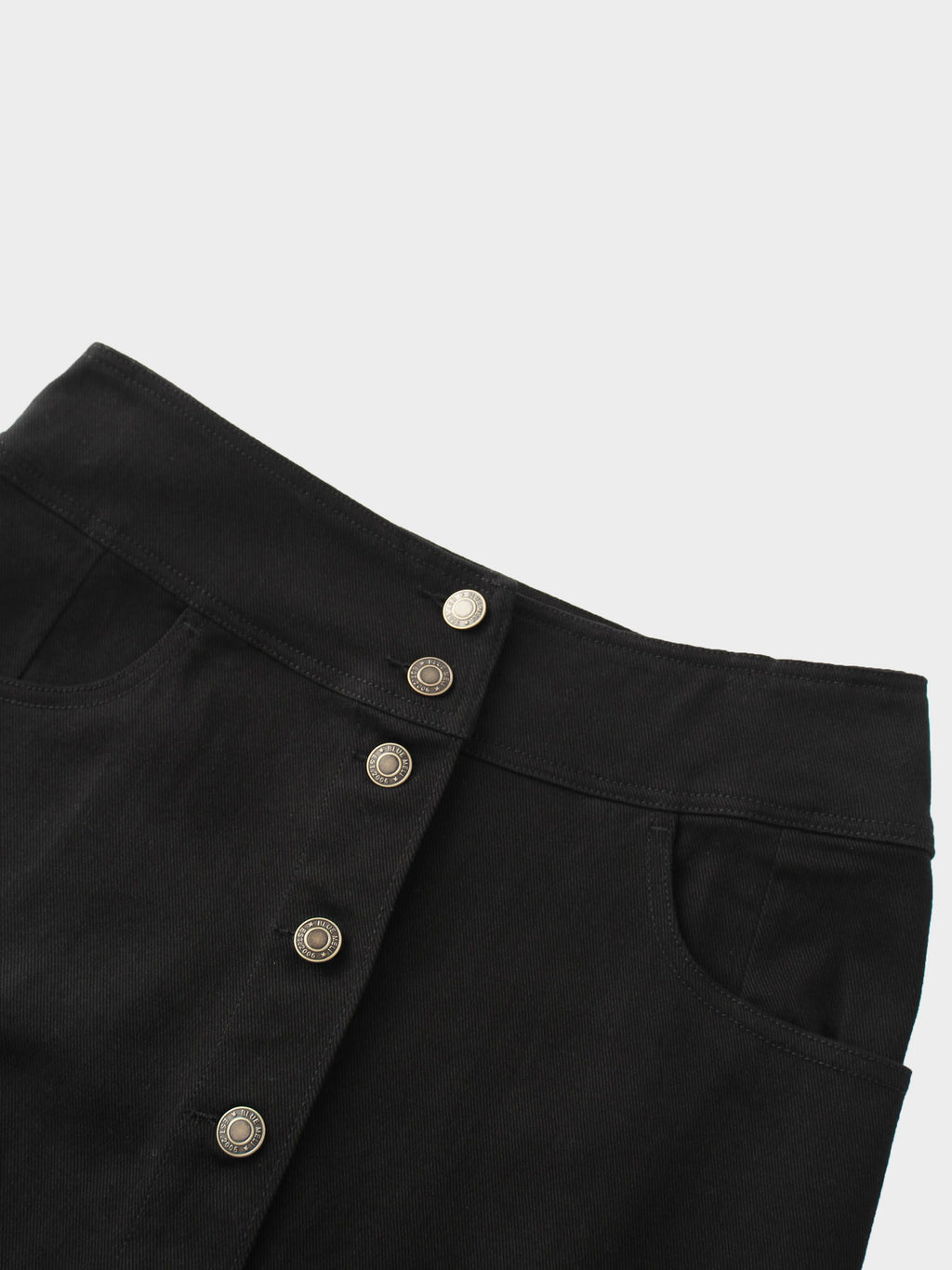 Button Down Denim Skirt-Black