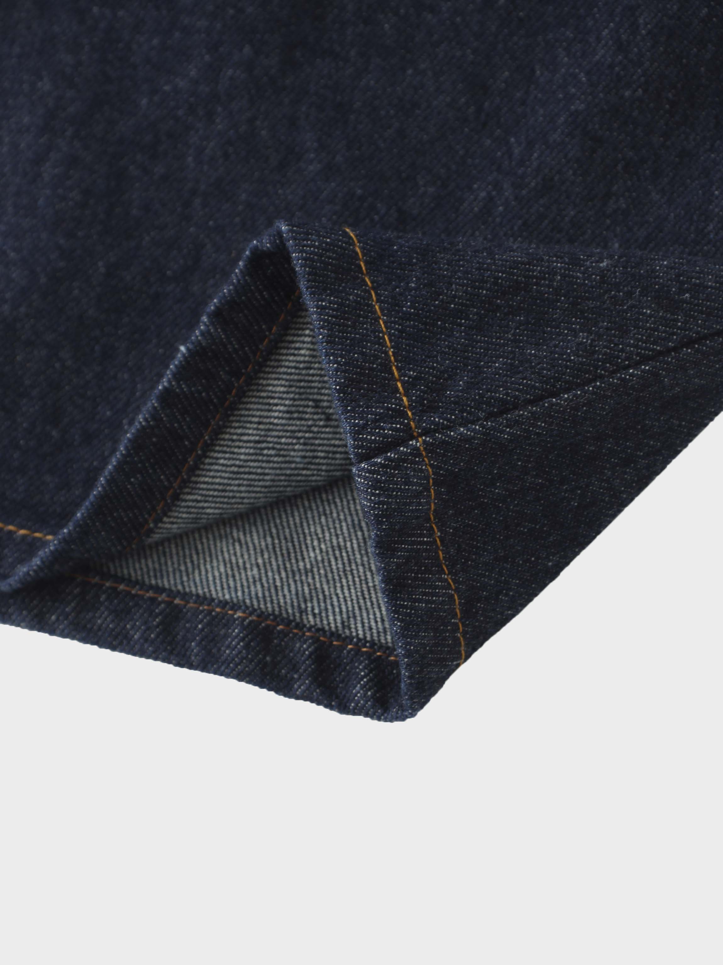 Button Down Denim Skirt-Deep Blue