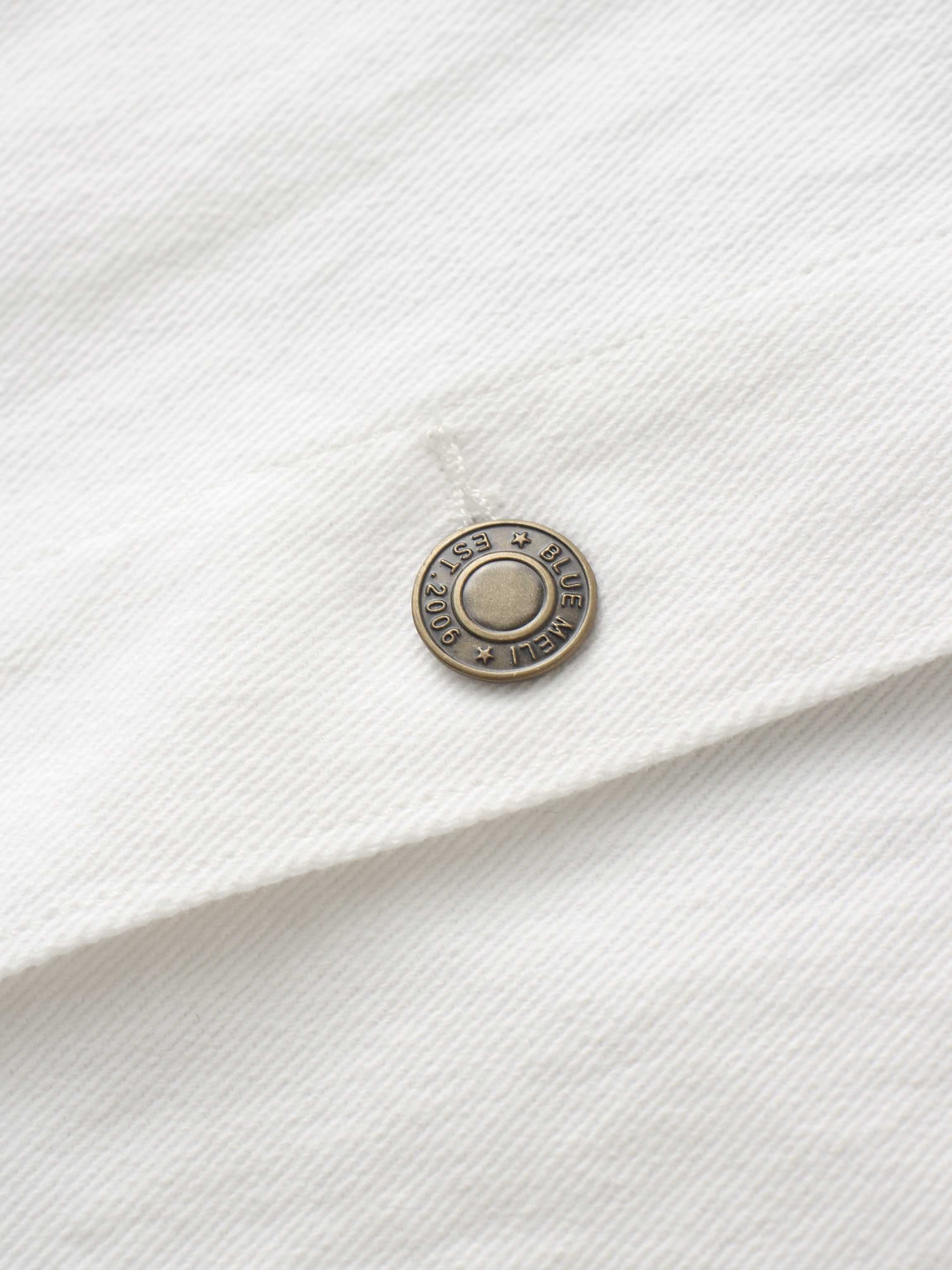 Button Down Denim Skirt-White