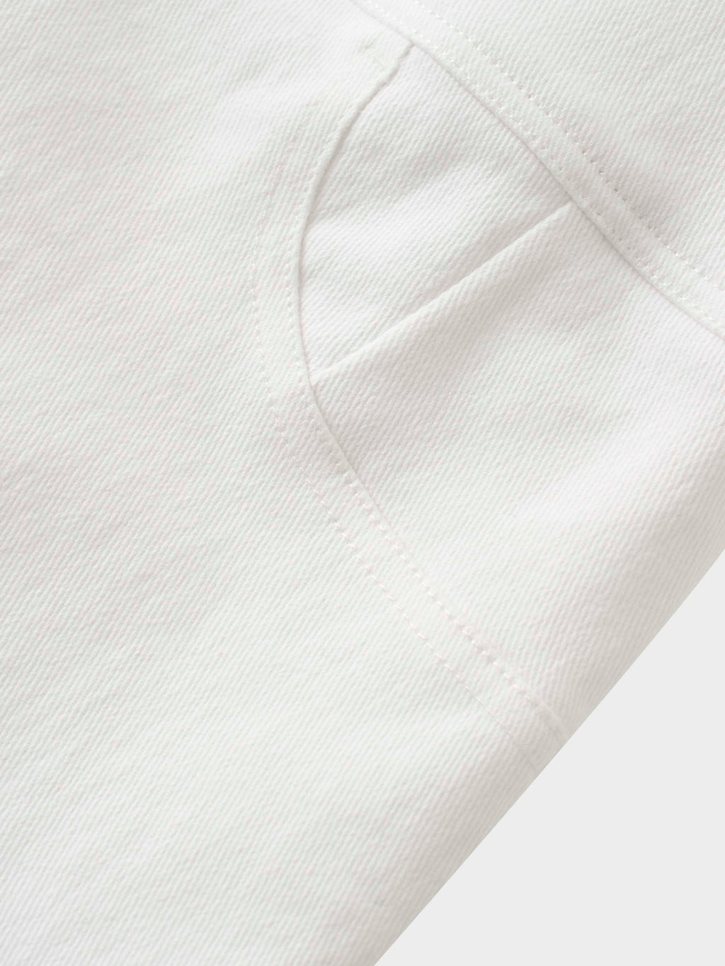 Button Down Denim Skirt-White