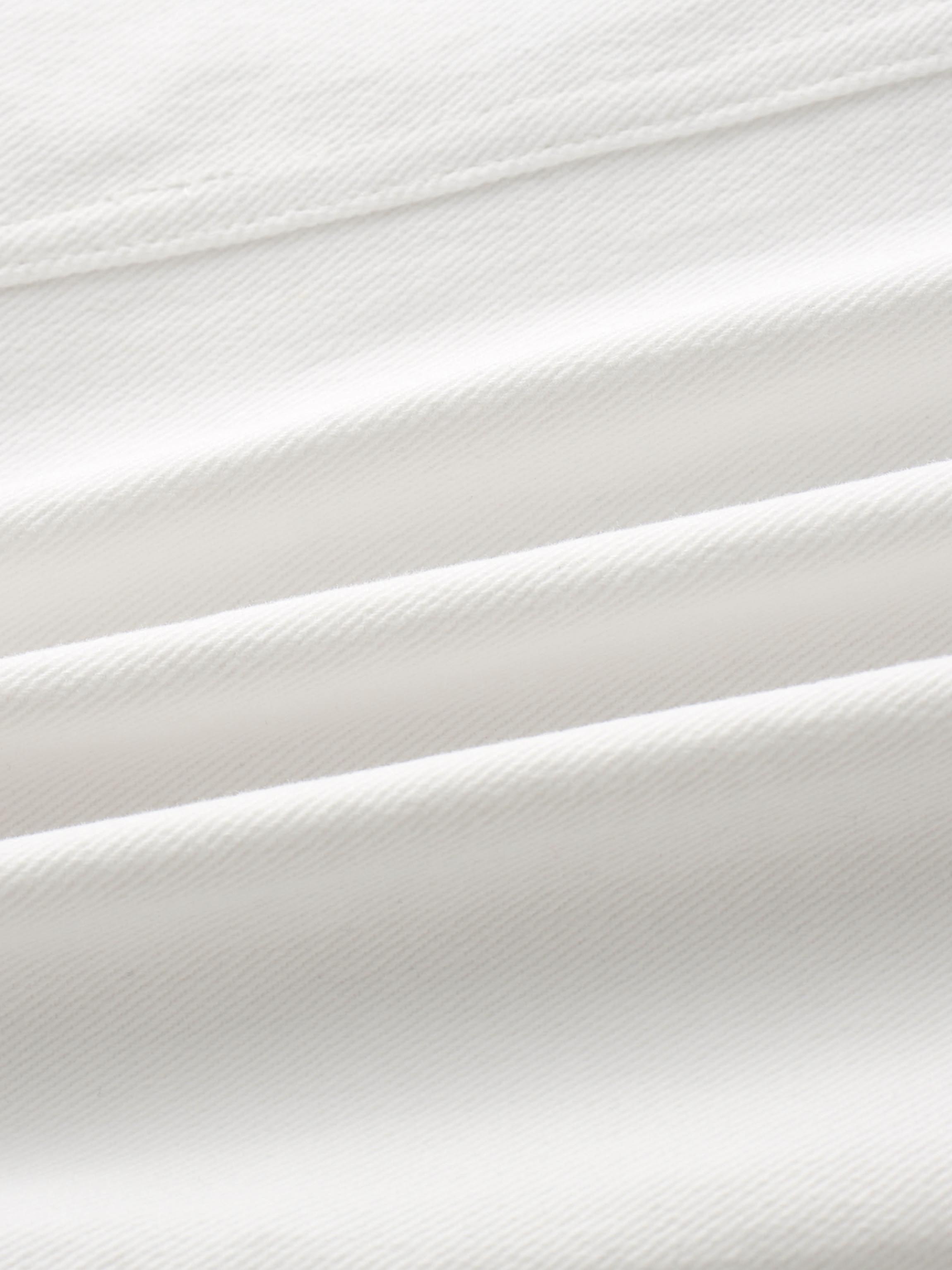 Button Down Denim Skirt-White