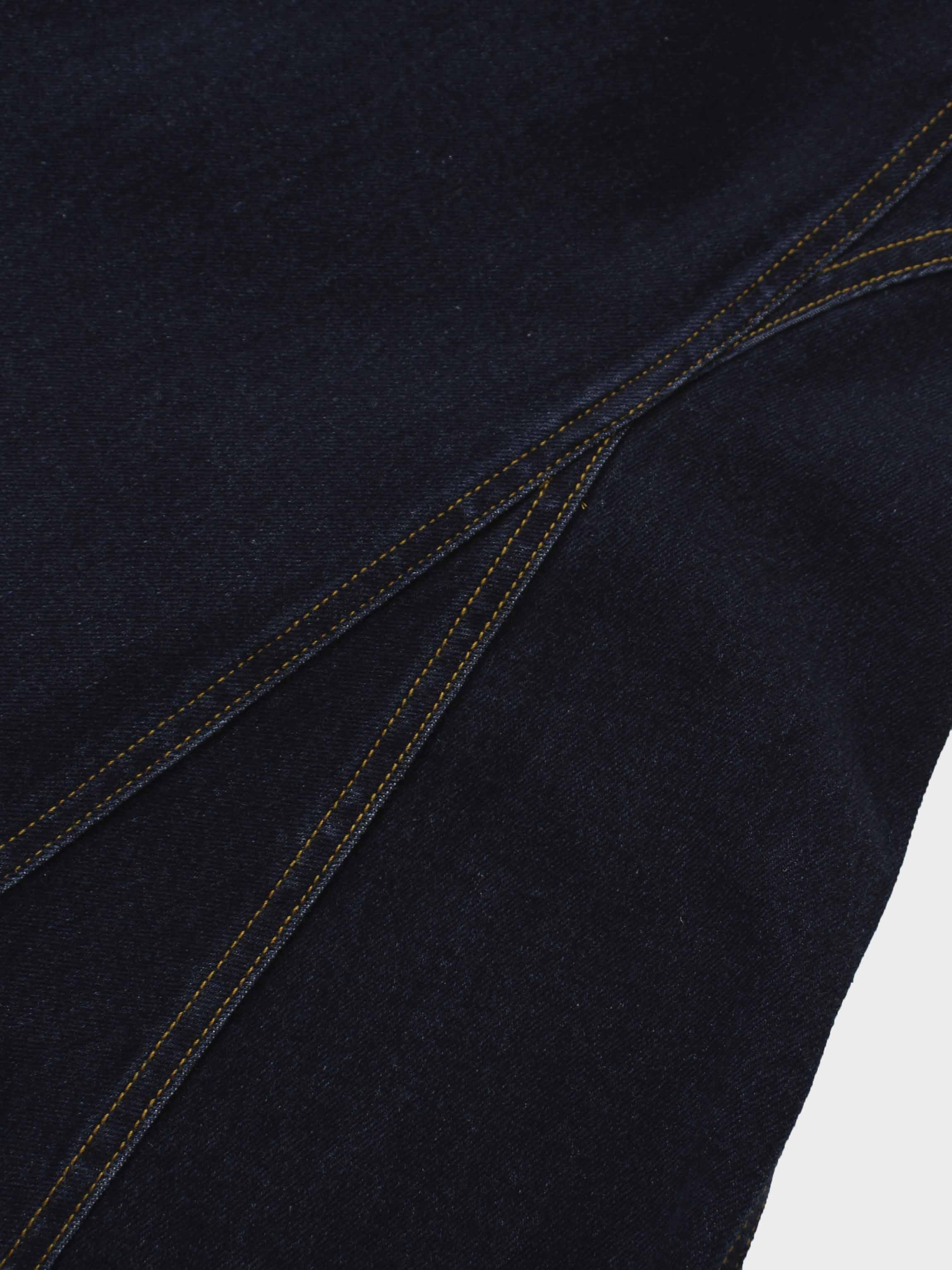 Seamed Full Circle Denim Skirt-Blue