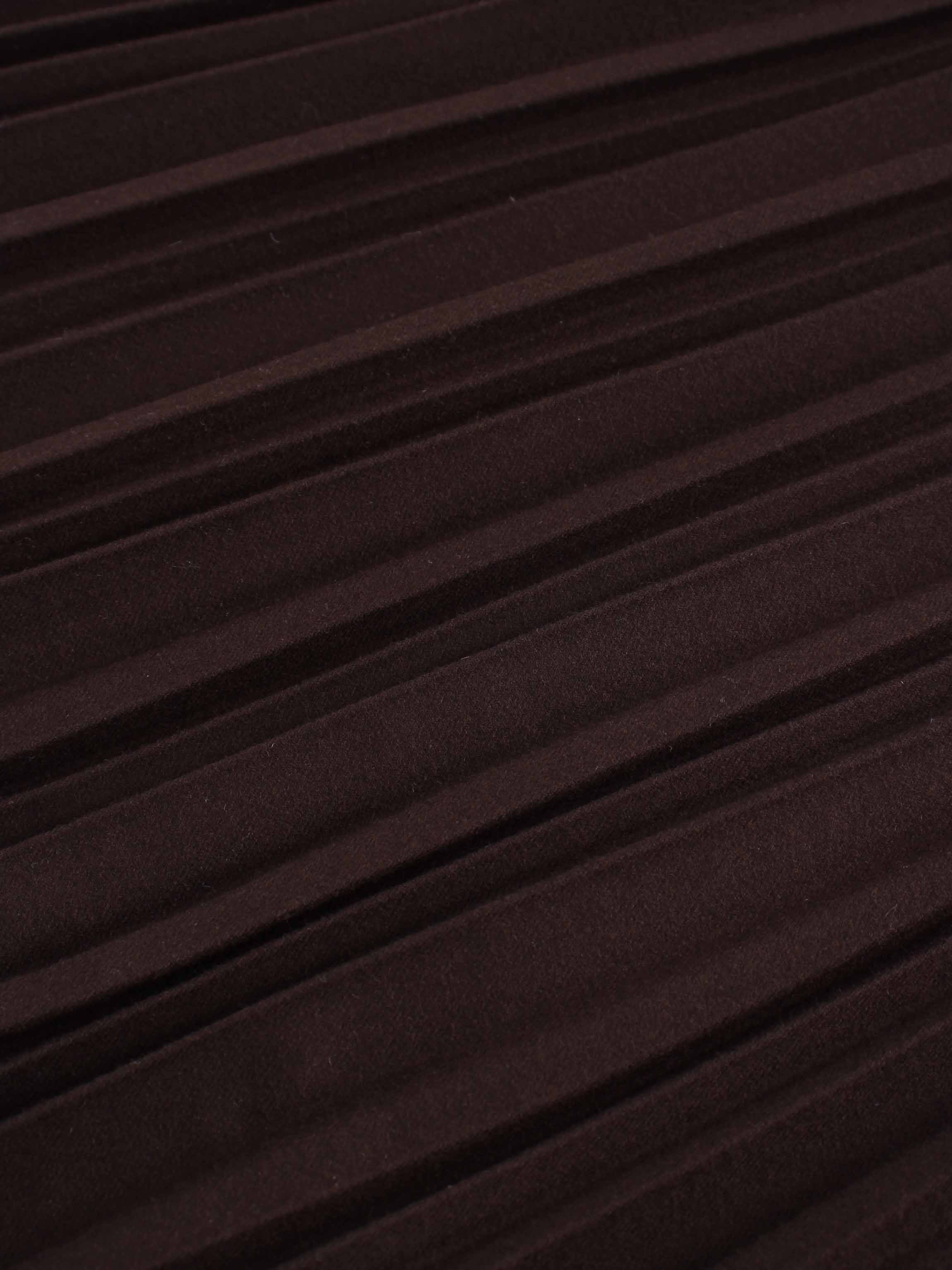 Wool Blend  Pleated Skirt-Dark Brown