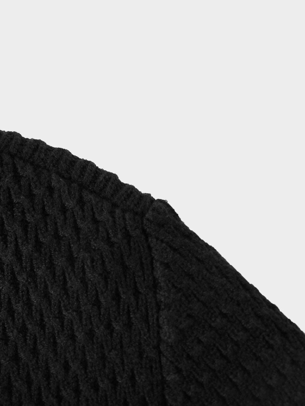 Textured Crew Cardigan-Black