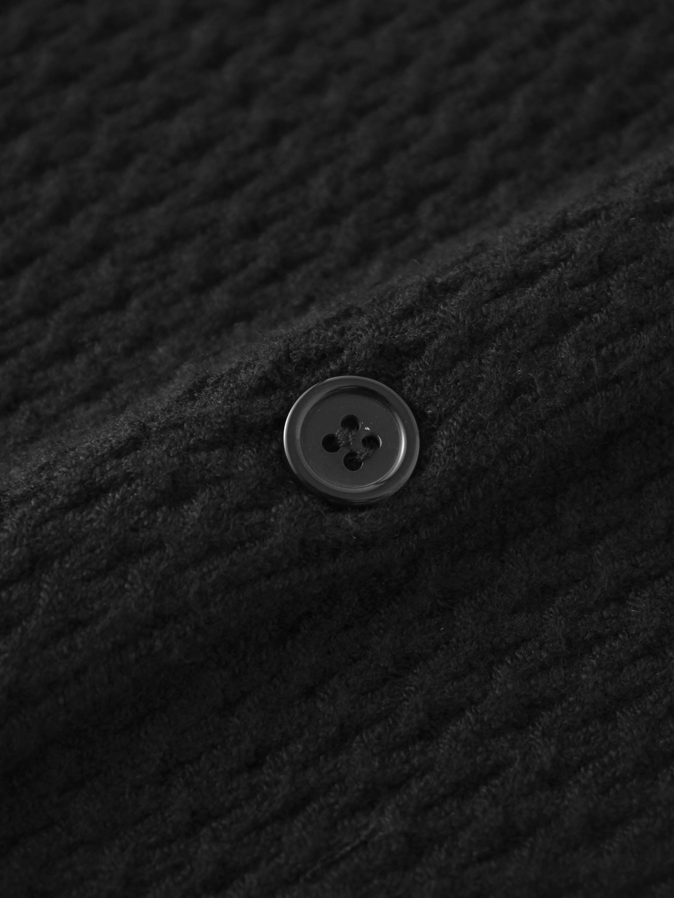 Textured Crew Cardigan-Black