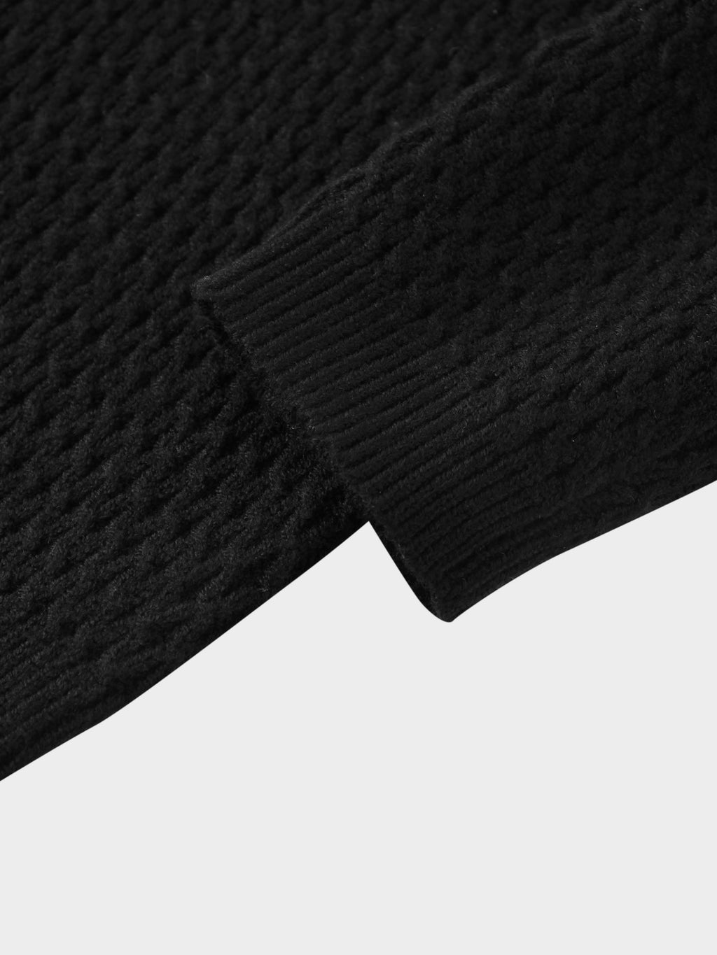 Textured Crew Cardigan-Black