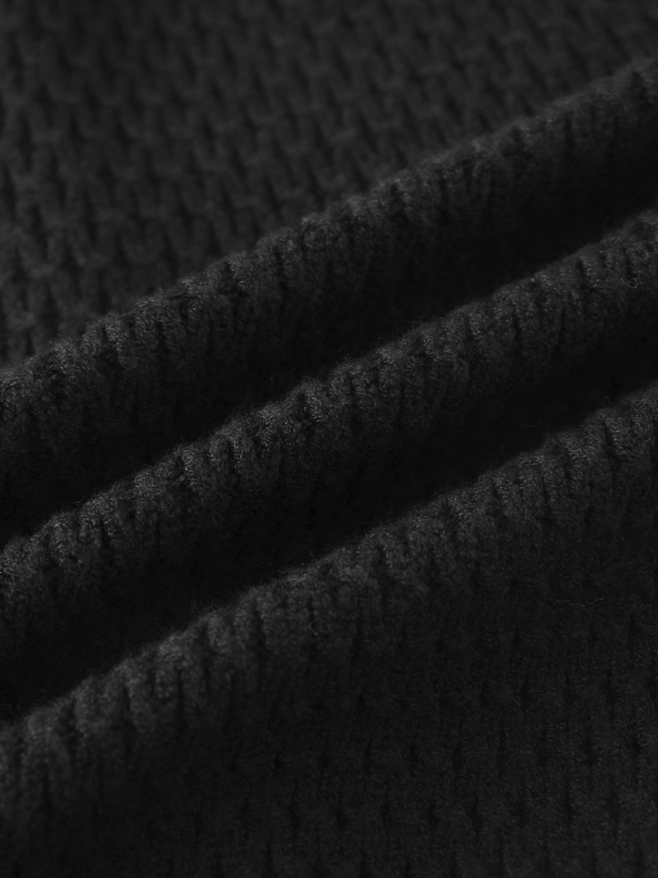 Textured Crew Cardigan-Black