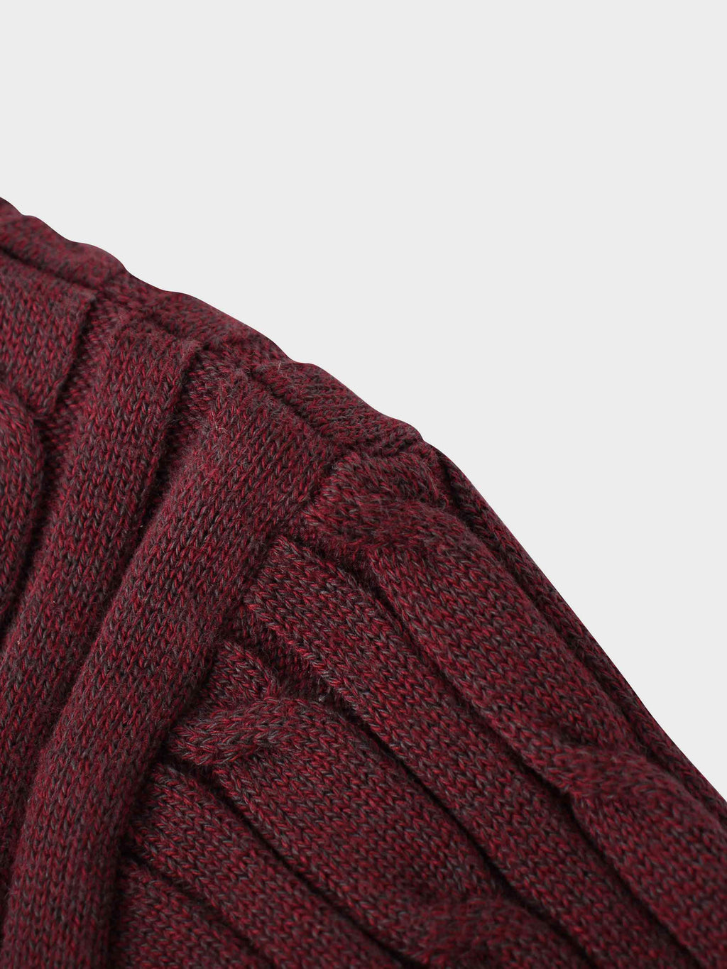 Crew Neck Cable Sweater-Heathered Burgundy