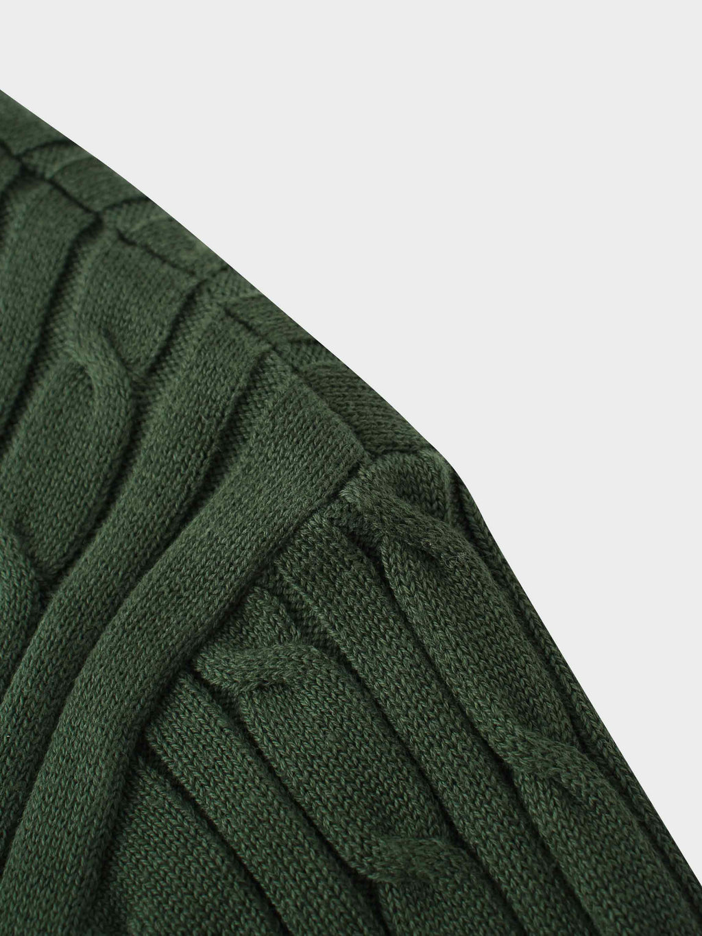 Crew Neck Cable Sweater-Hunter Green