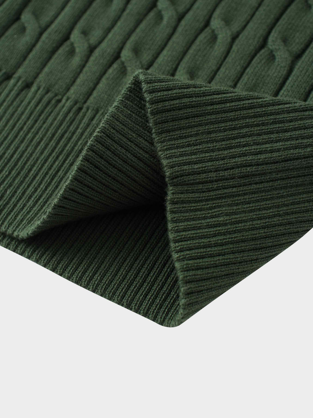 Crew Neck Cable Sweater-Hunter Green