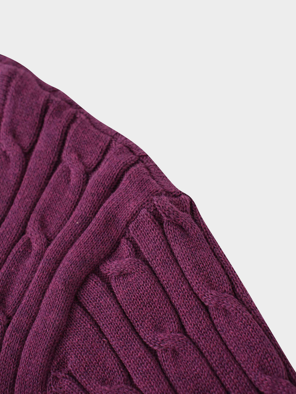 Crew Neck Cable Sweater-Berry