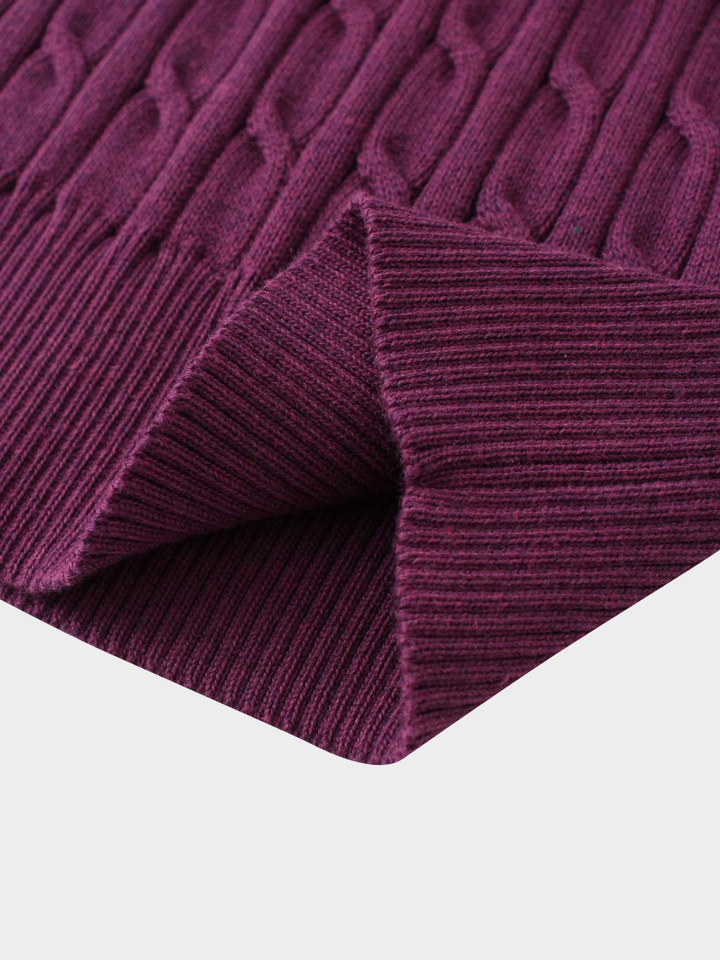 Crew Neck Cable Sweater-Berry