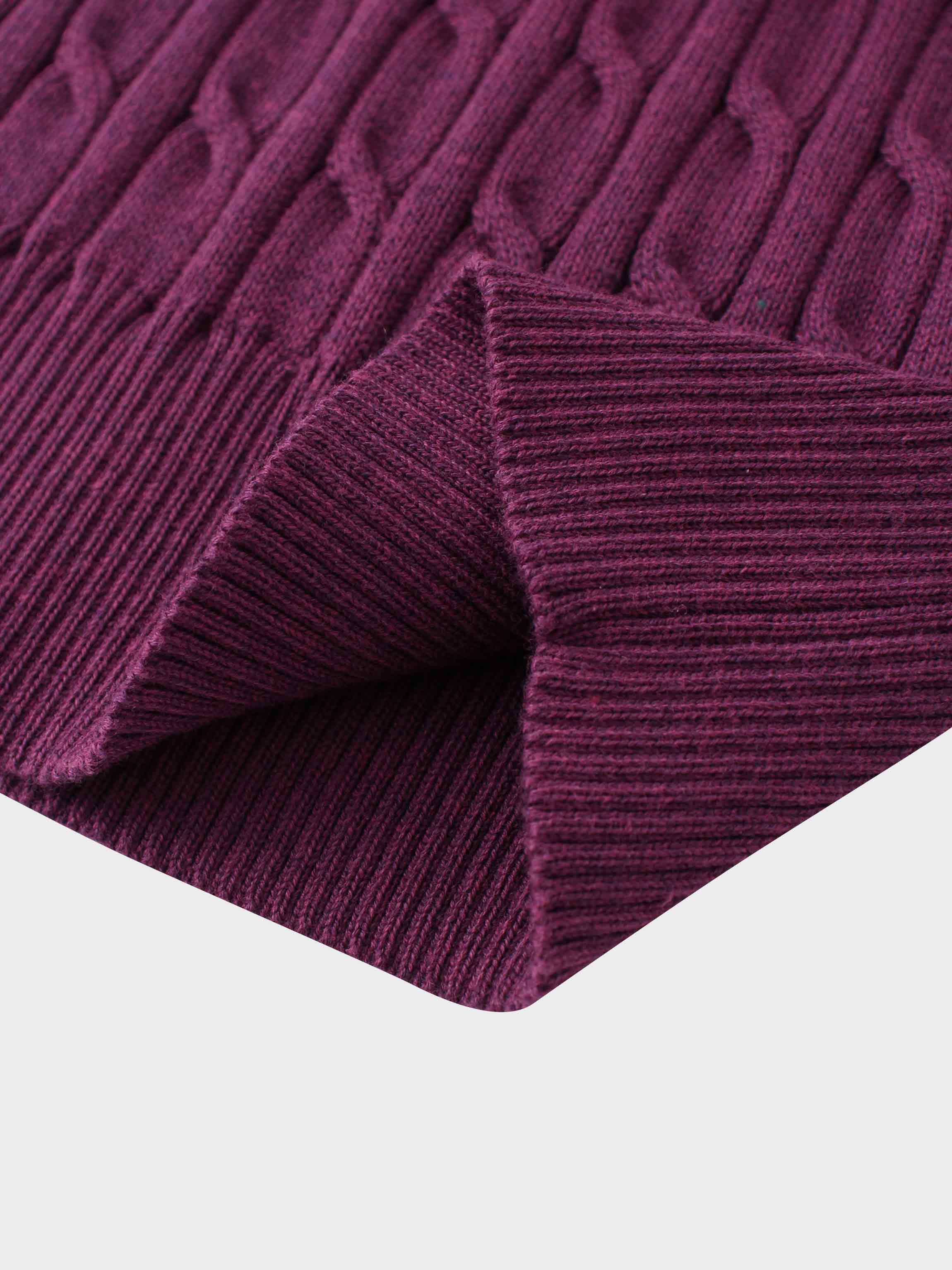 Crew Neck Cable Sweater-Berry