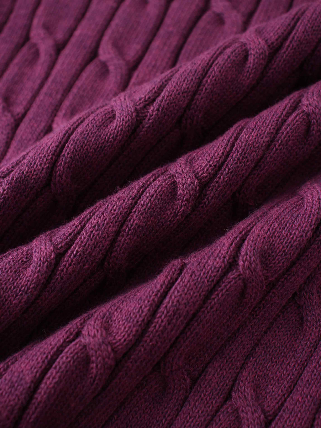 Crew Neck Cable Sweater-Berry