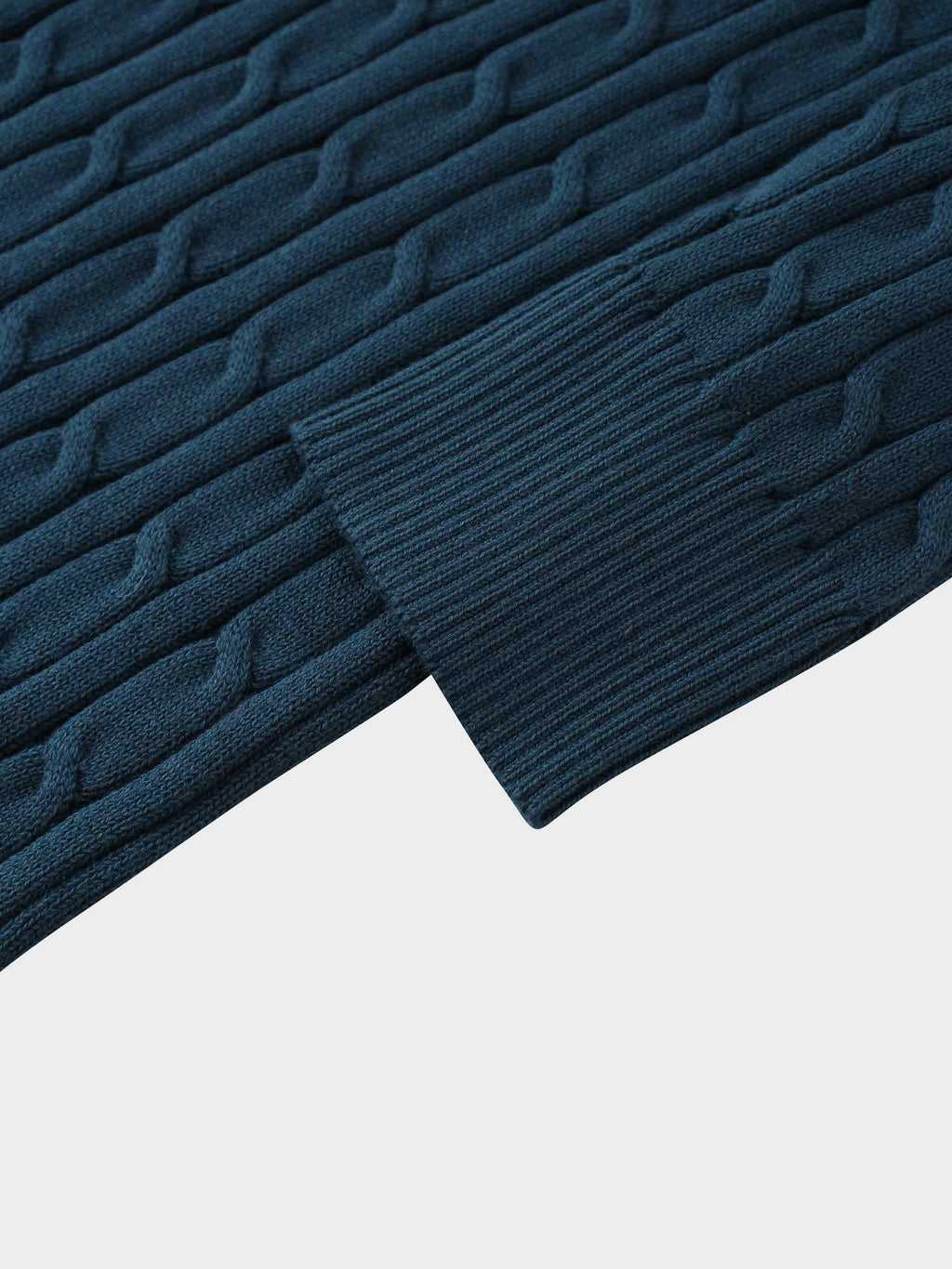 Crew Neck Cable Sweater-Teal