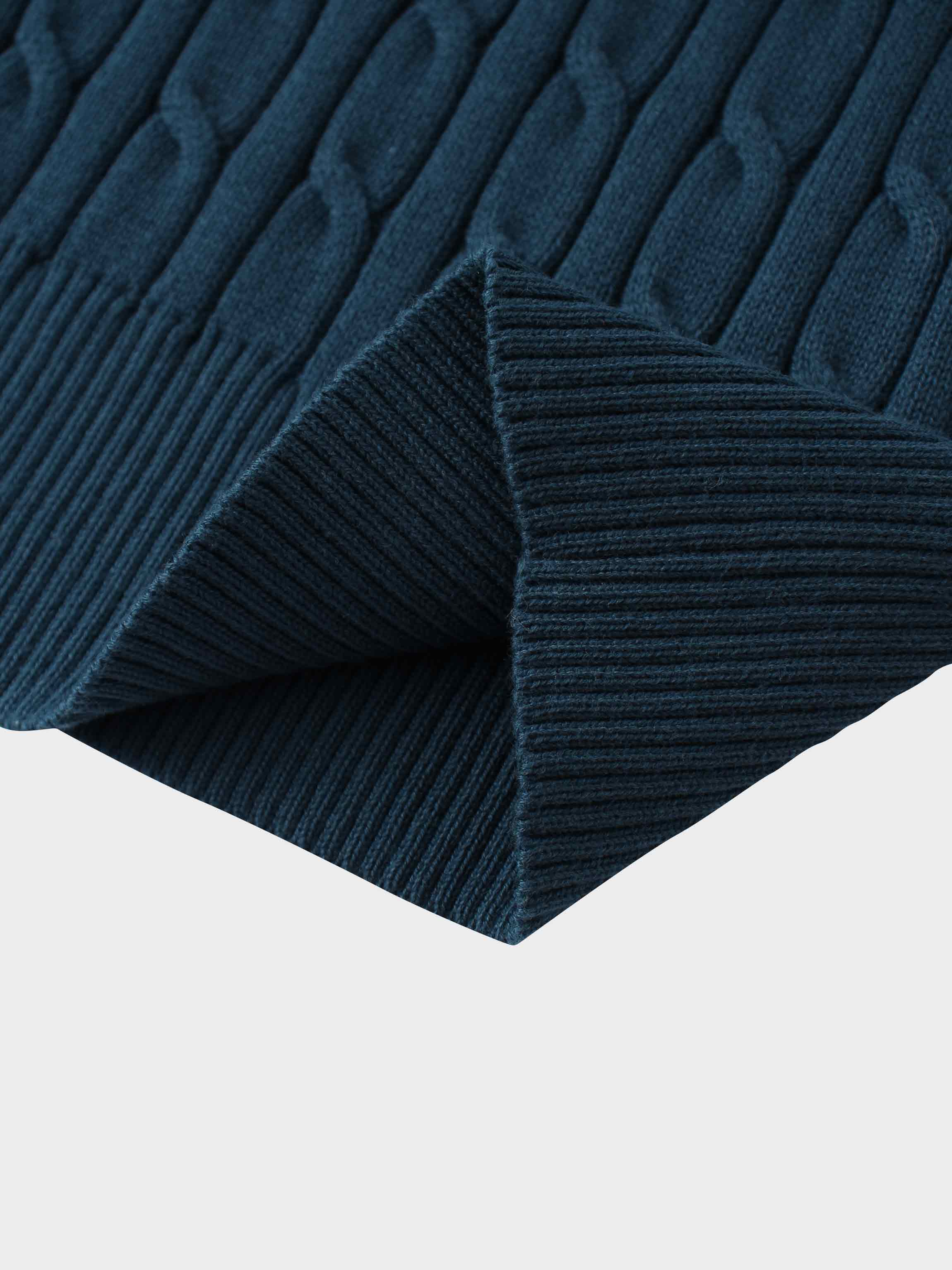 Crew Neck Cable Sweater-Teal