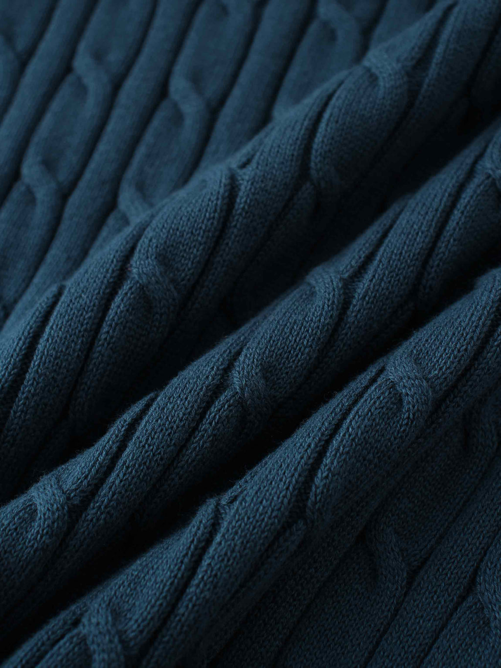 Crew Neck Cable Sweater-Teal