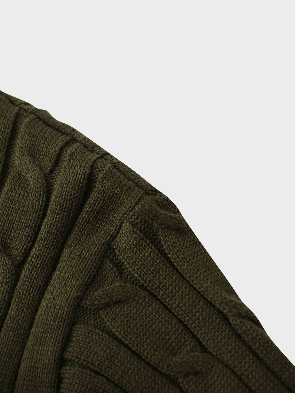 Crew Neck Cable Sweater-Olive Green