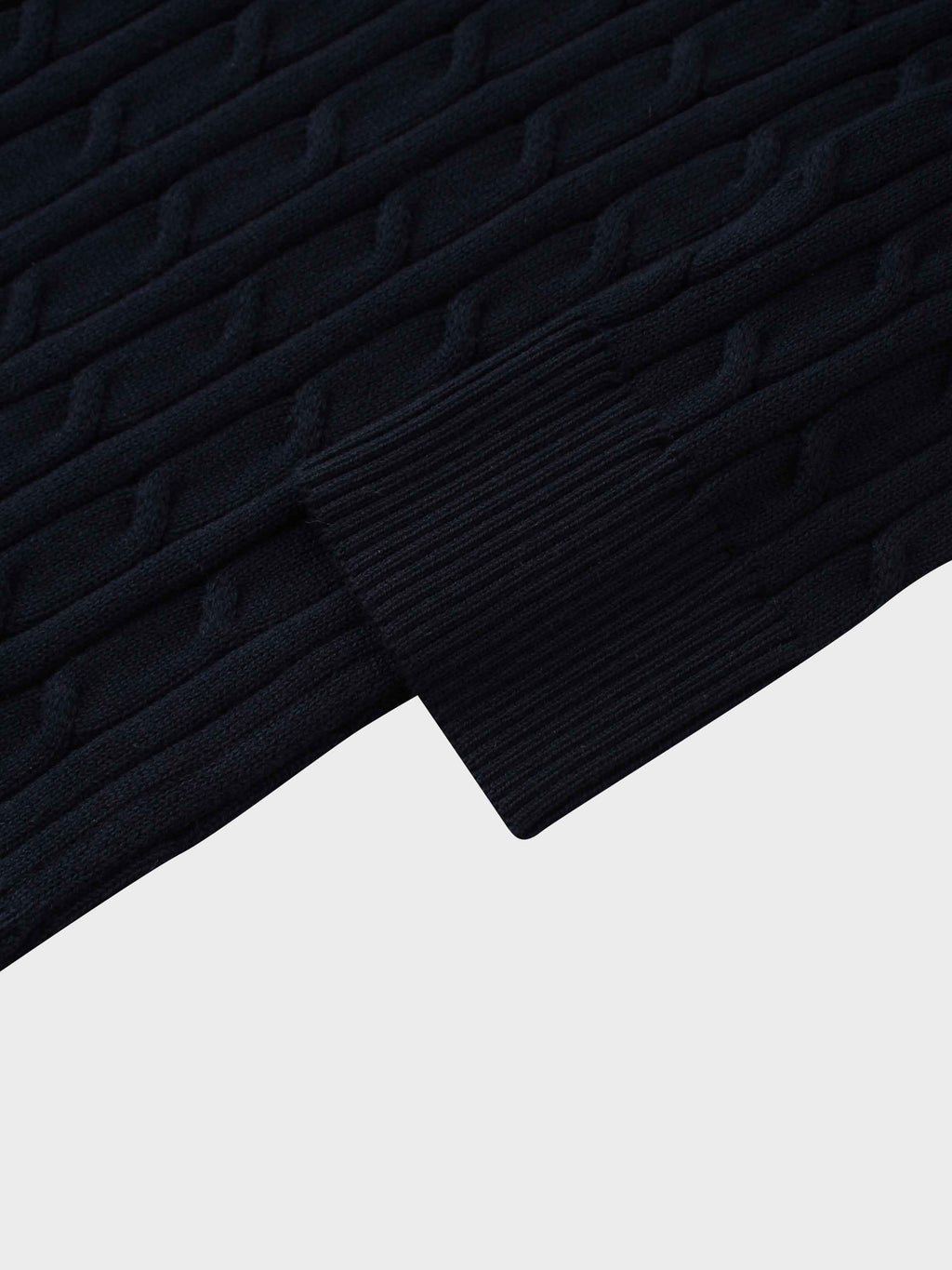 Crew Neck Cable Sweater-Navy