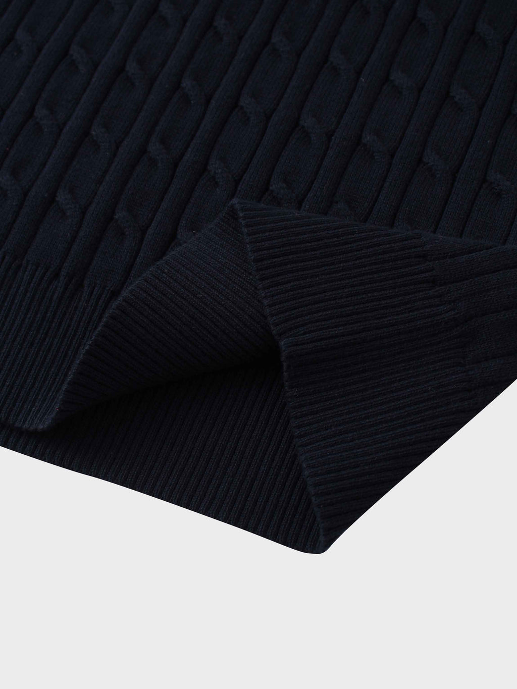 Crew Neck Cable Sweater-Navy