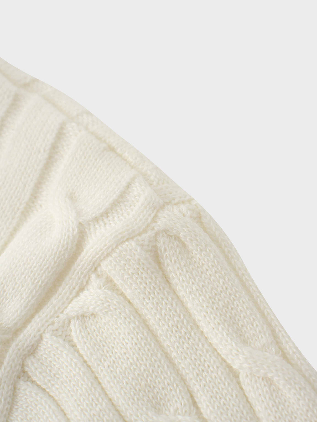 Leather Pull Half Zip Cable Polo-Ivory