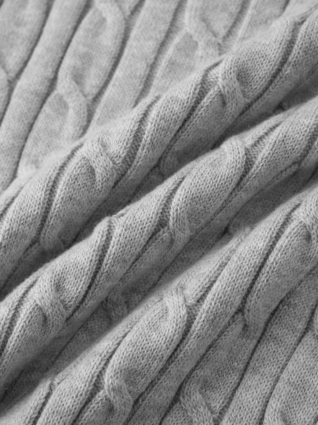 Leather Pull Half Zip Cable Polo-Heathered Grey