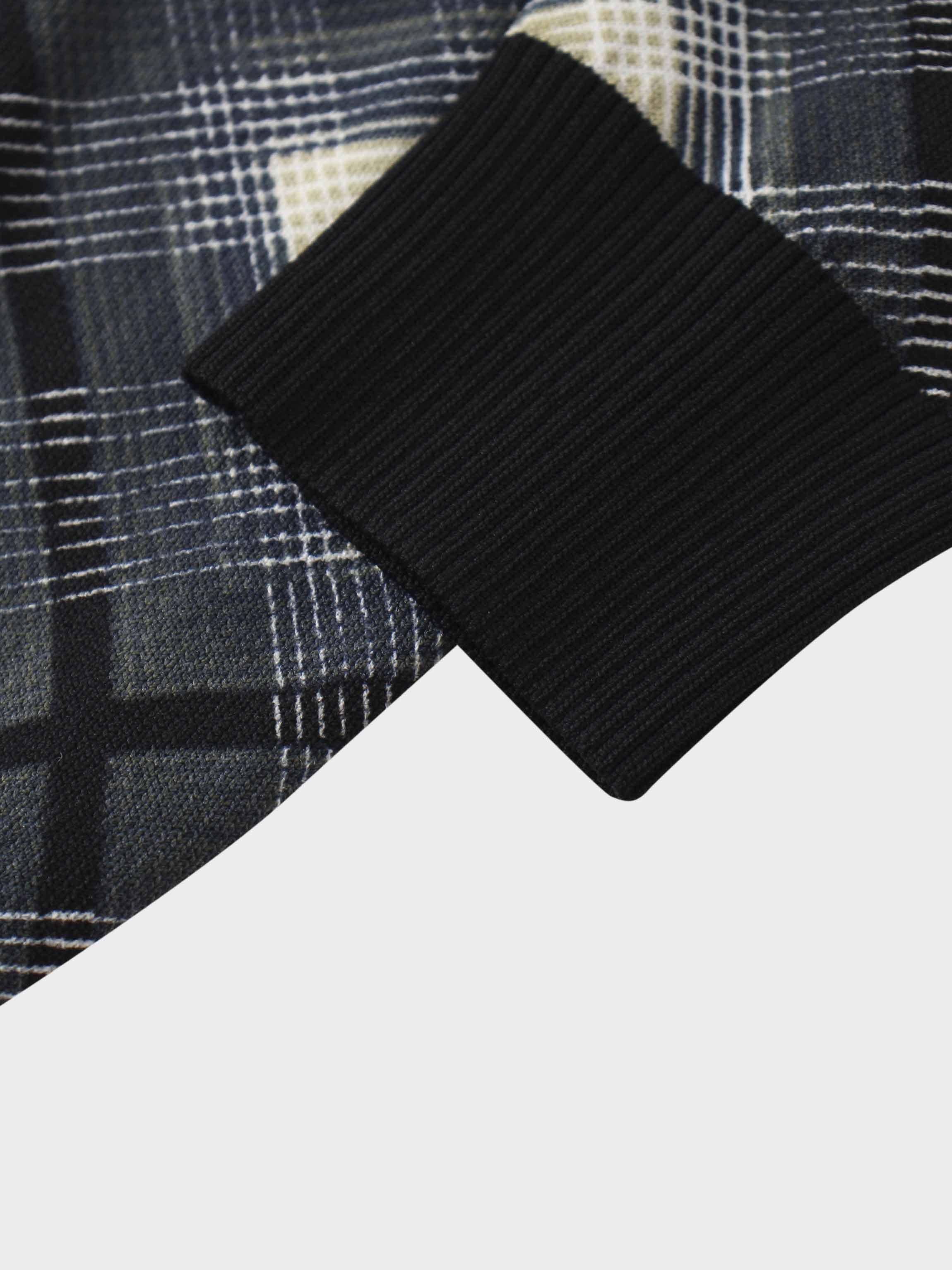 Buttoned Cardigan-Black/White Plaid