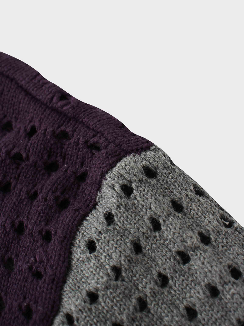 Striped Crochet Sweater-Burgundy