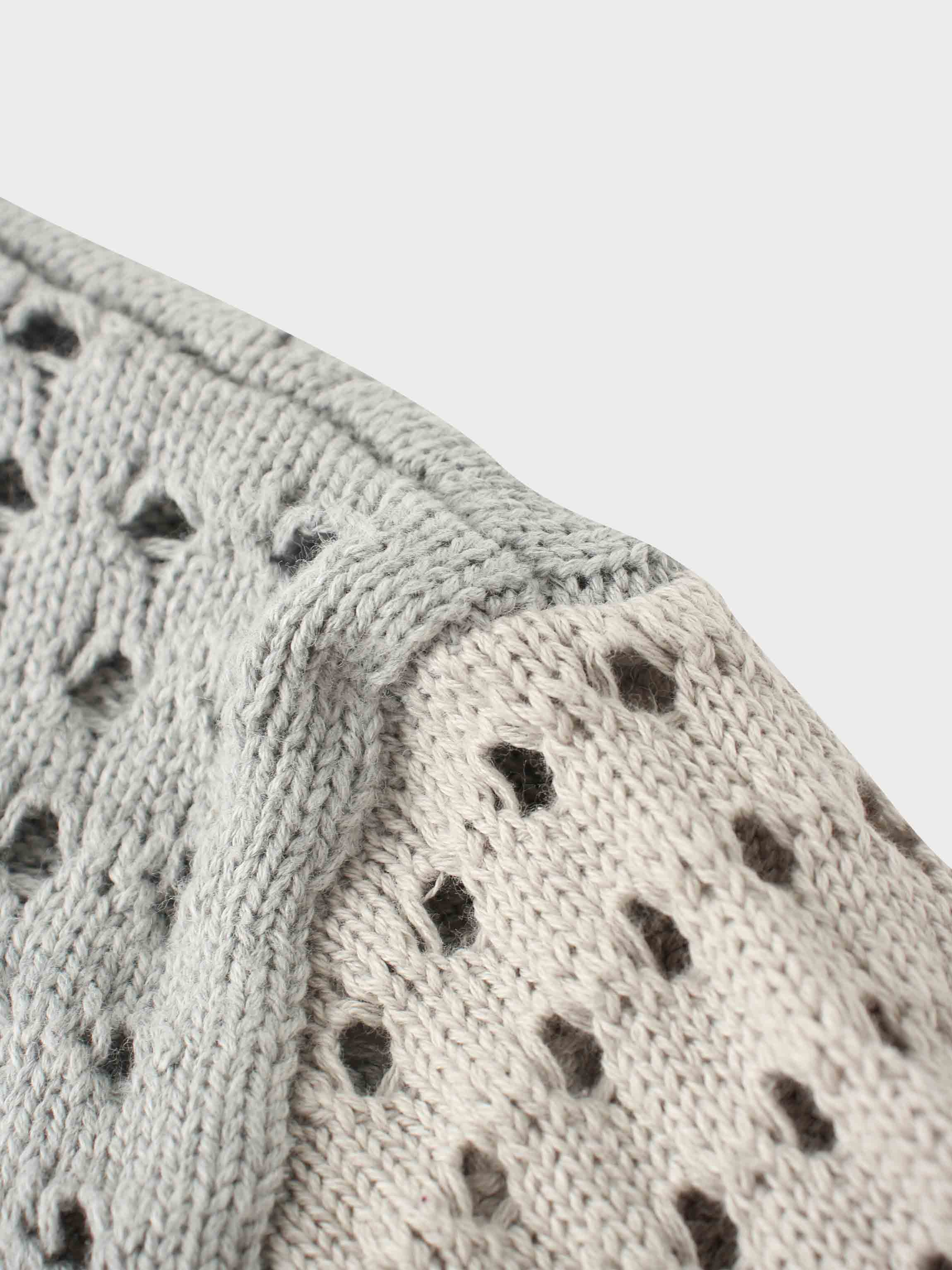 Striped Crochet Sweater-Grey