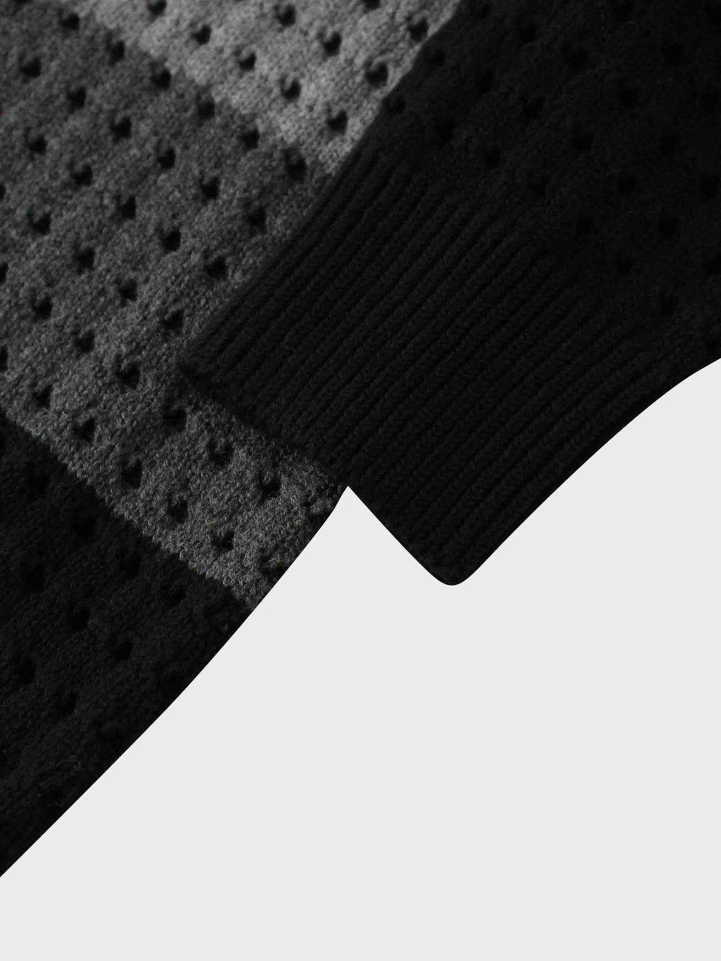 Striped Crochet Sweater-Grey