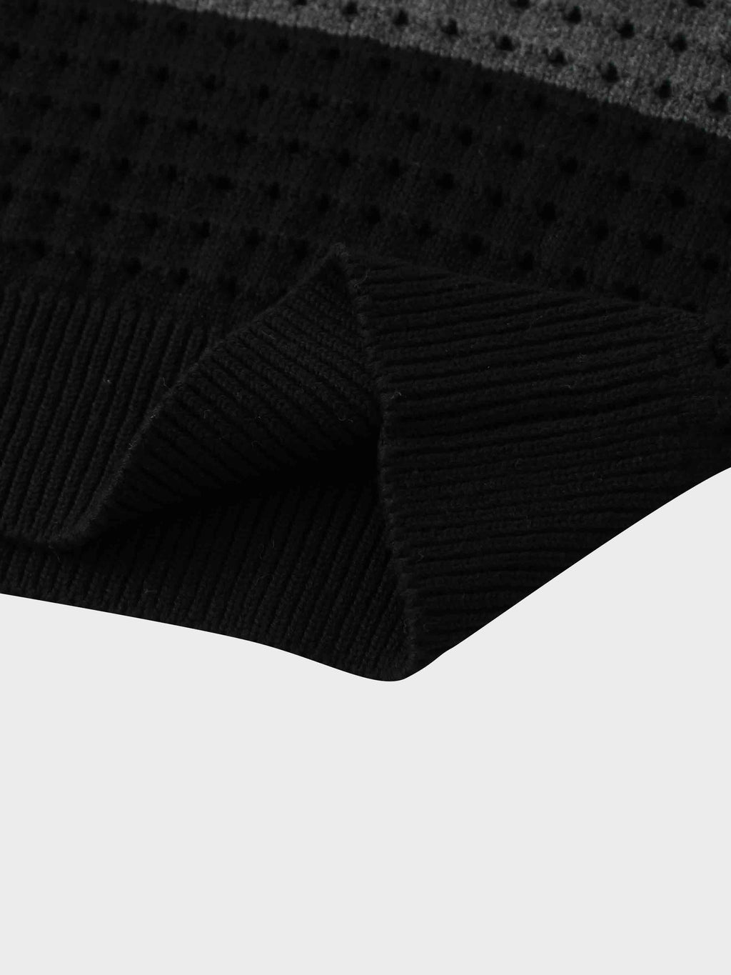 Striped Crochet Sweater-Grey