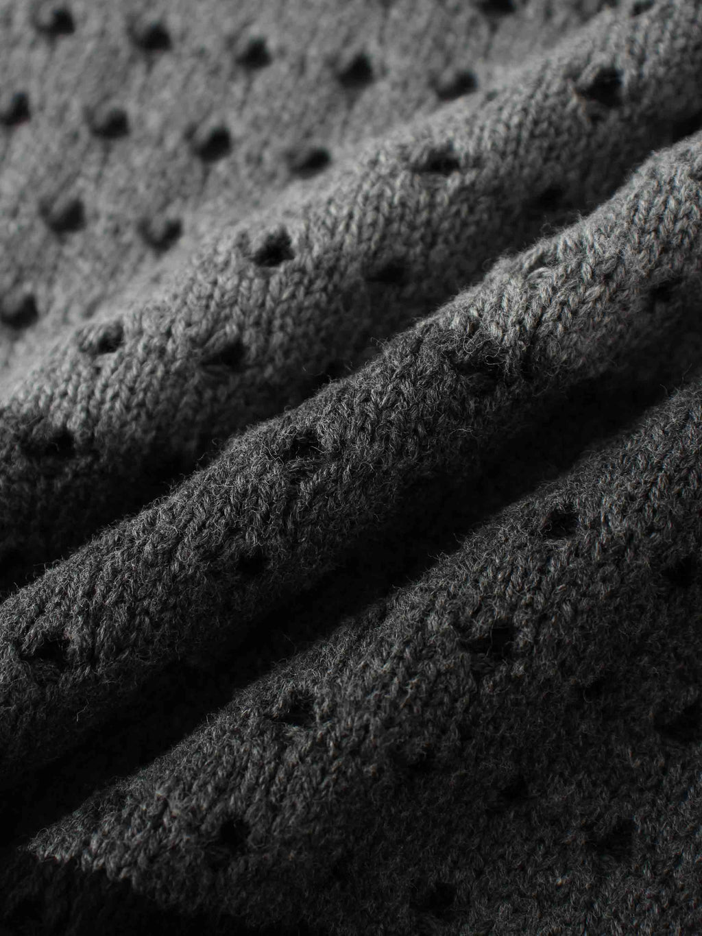 Striped Crochet Sweater-Grey