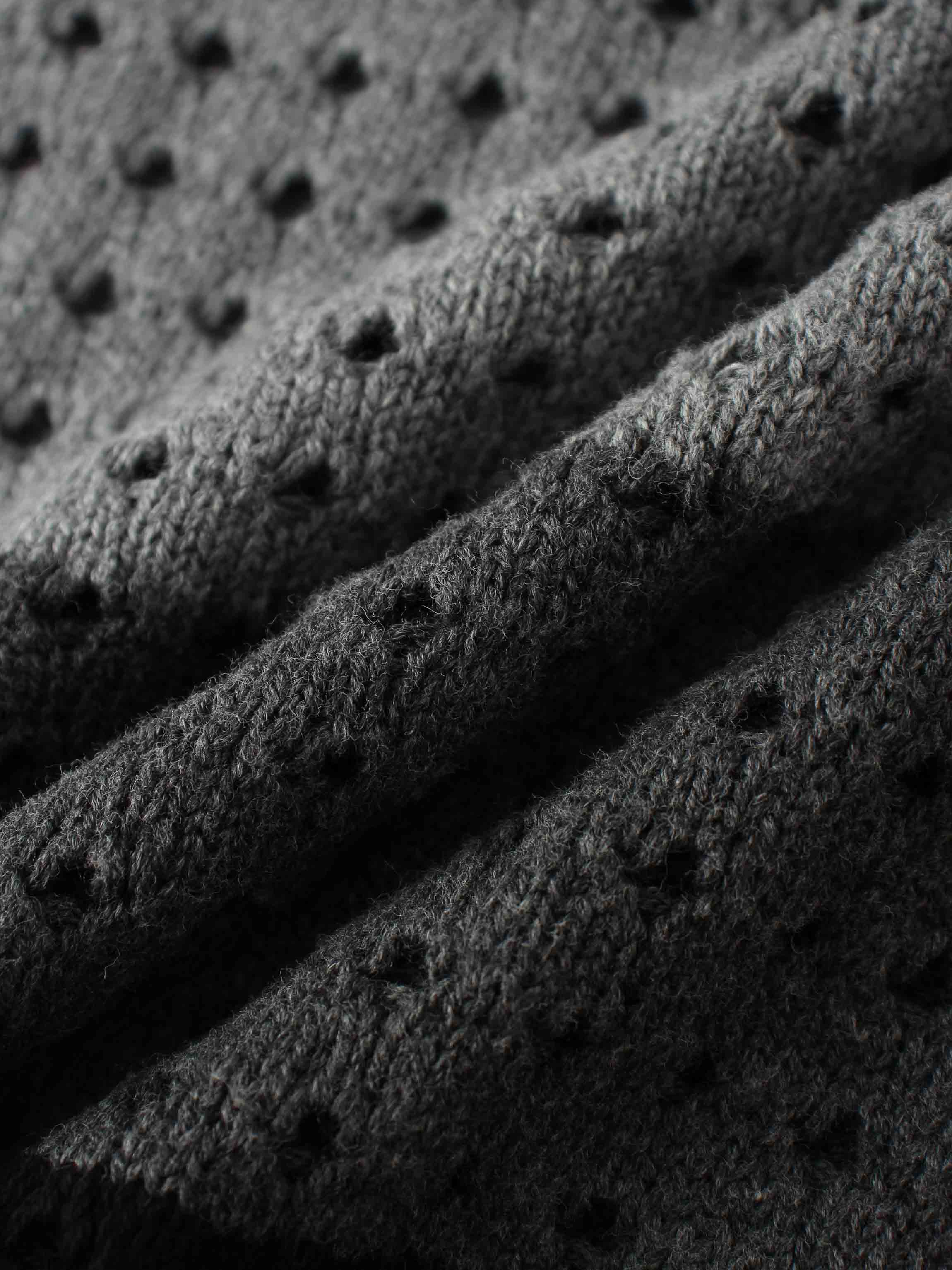 Striped Crochet Sweater-Grey