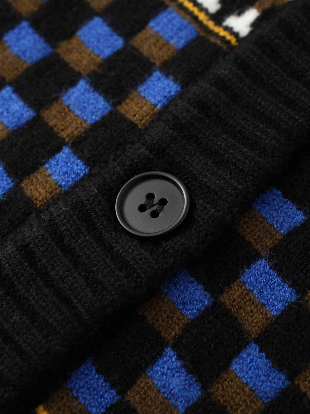 Mix Media Crew Neck Cardigan-Blue/Olive/Black